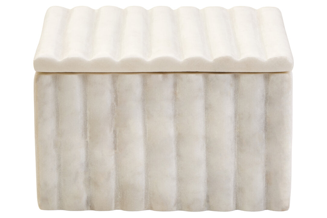 Athena Square White Fluted Marble Box