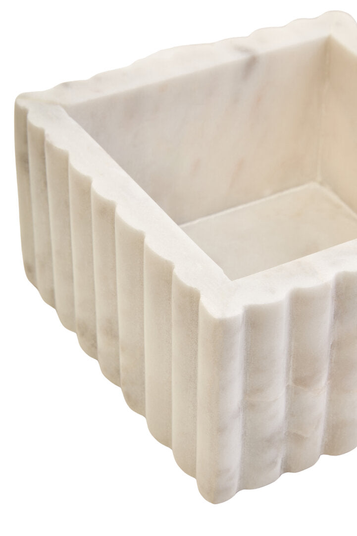 Athena Square White Fluted Marble Box