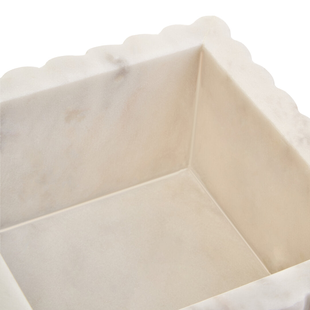 Athena Square White Fluted Marble Box