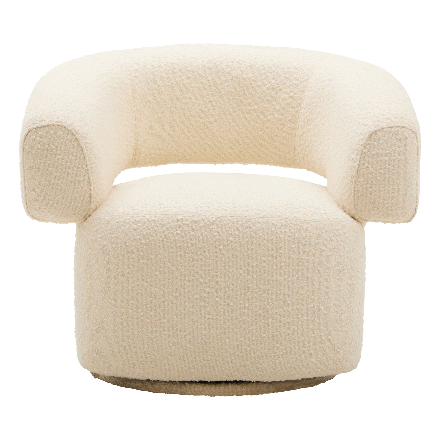 Monaco Ivory Boucle Curved Revolving Armchair