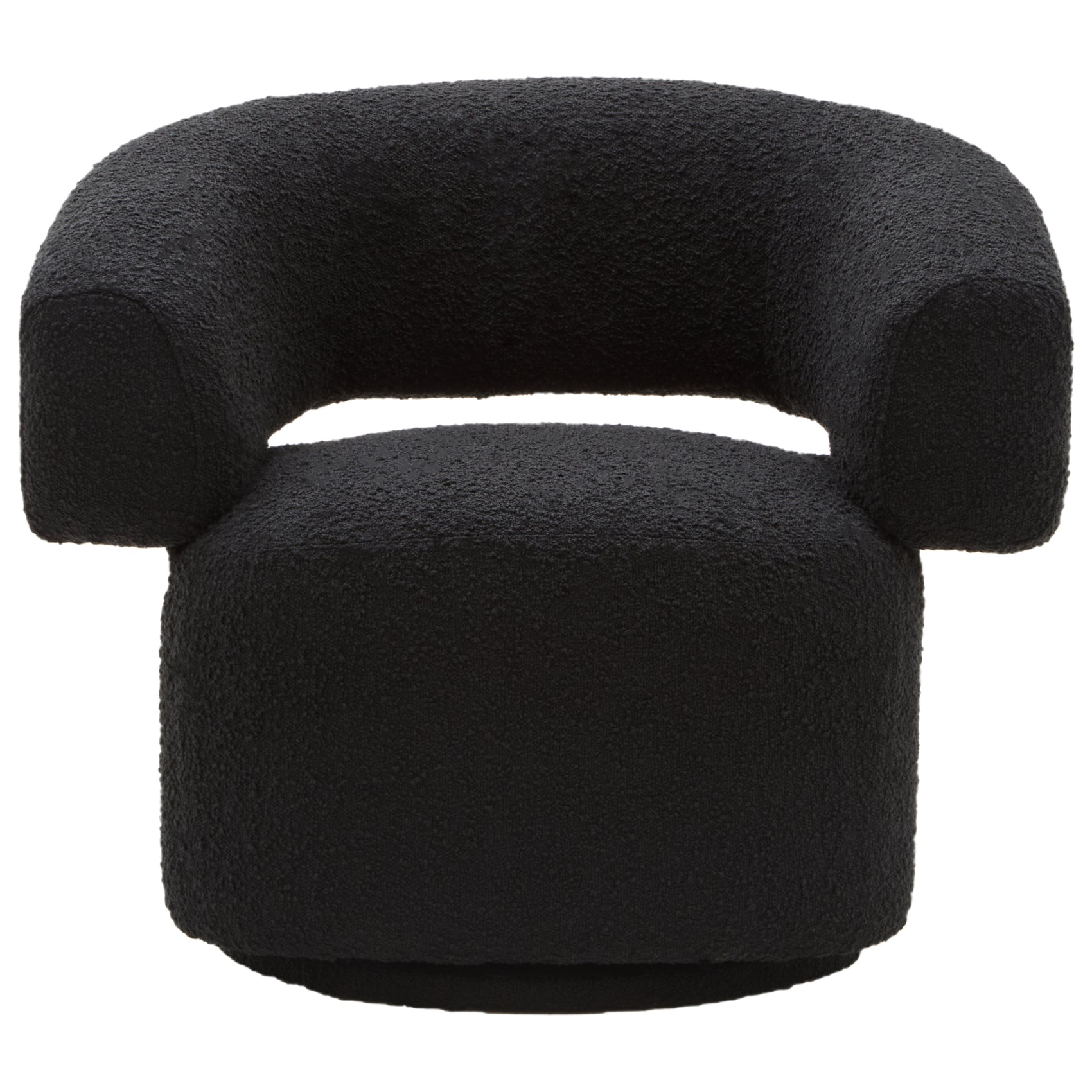 Monaco Black Boucle Curved Revolving Armchair