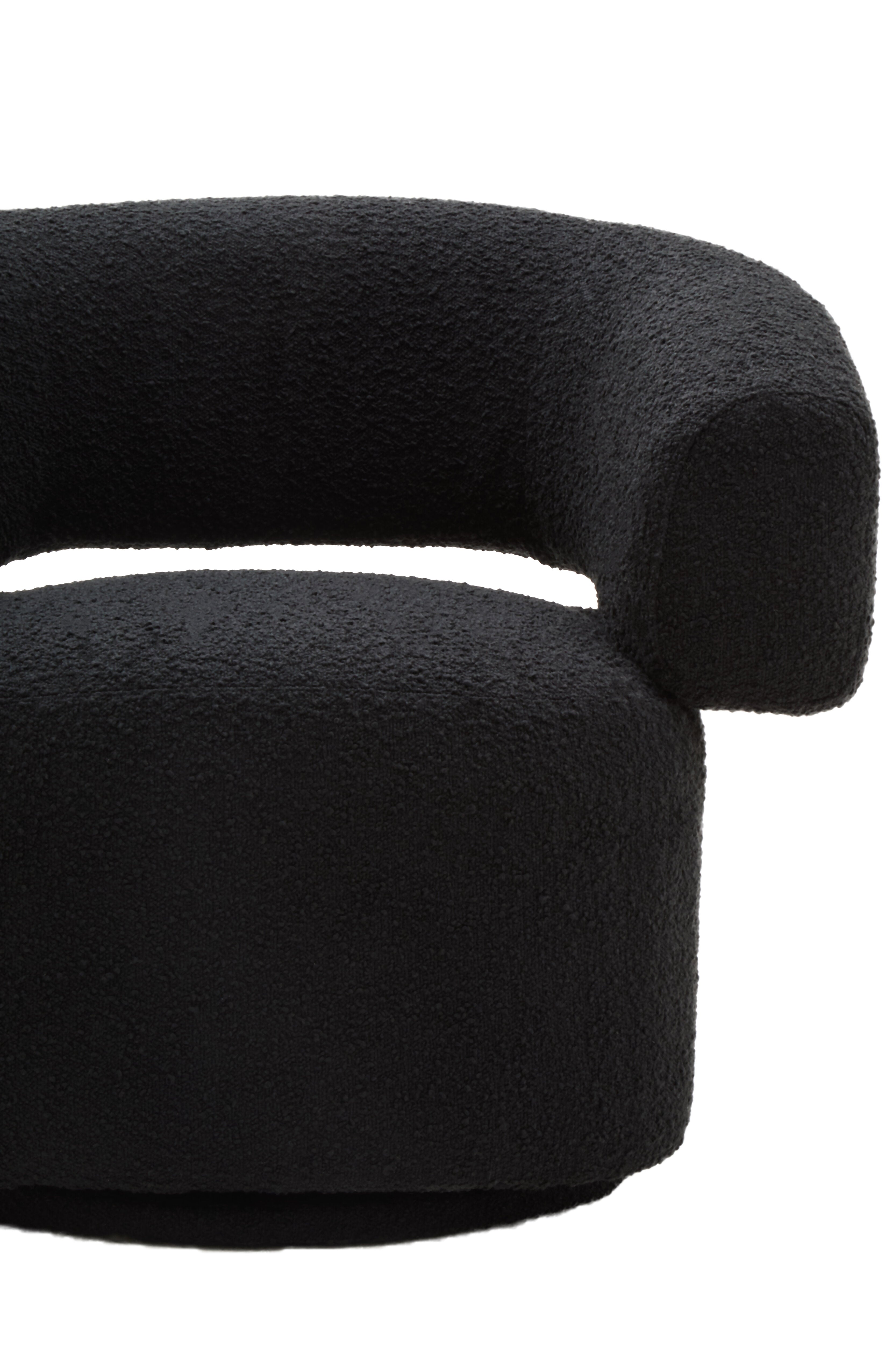 Monaco Black Boucle Curved Revolving Armchair