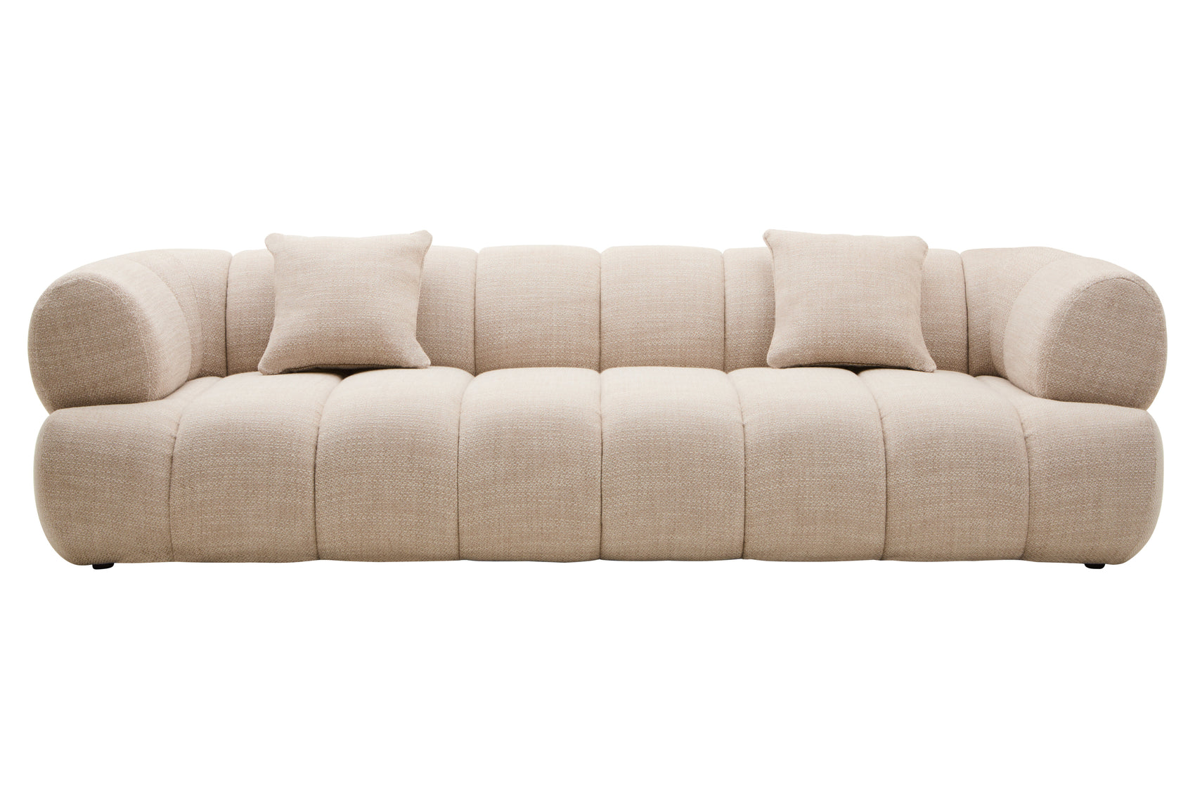 Elana Cream Linen Curved Sofa | 3 Seater
