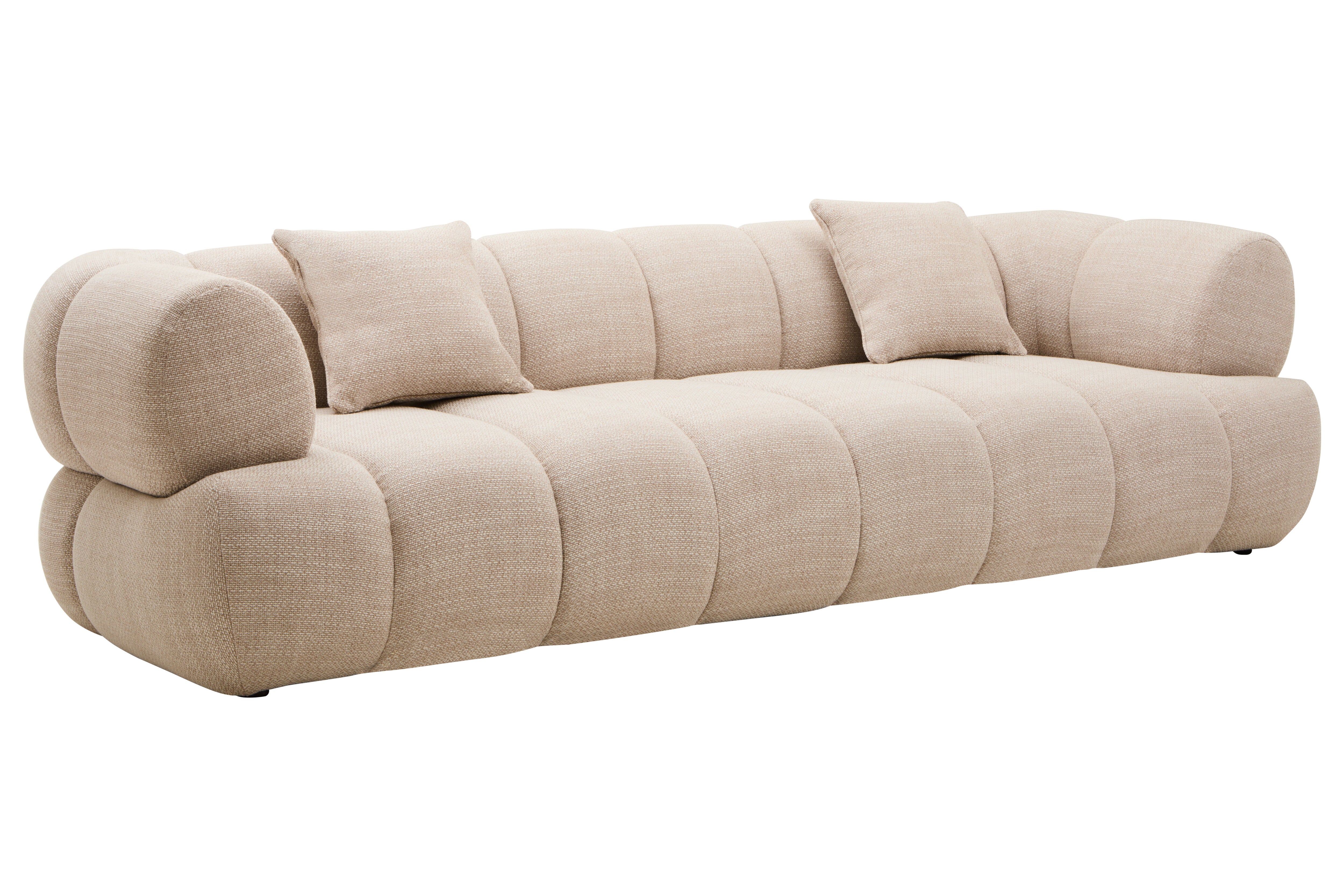 Elana Cream Linen Curved Sofa | 3 Seater