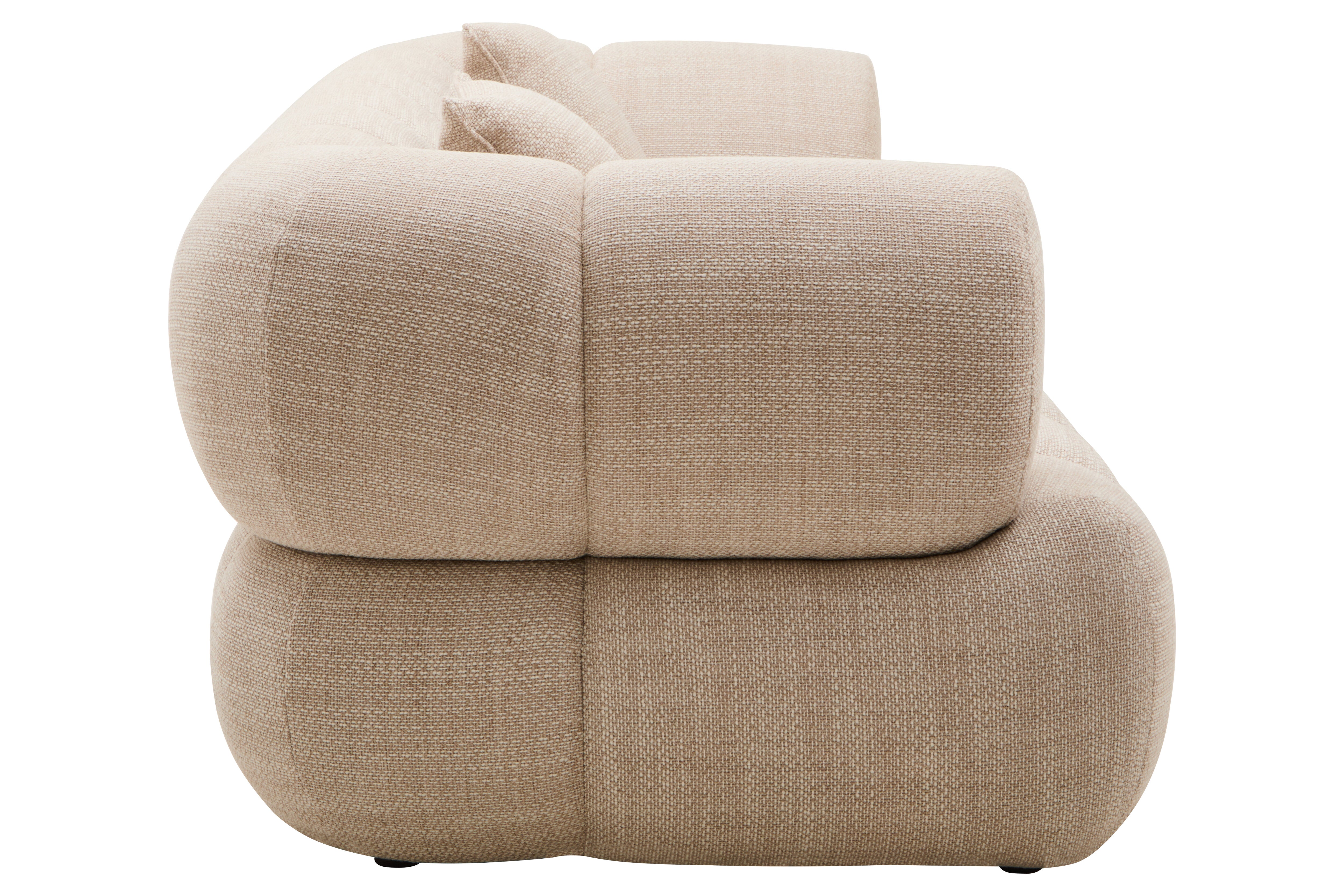 Elana Cream Linen Curved Sofa | 3 Seater