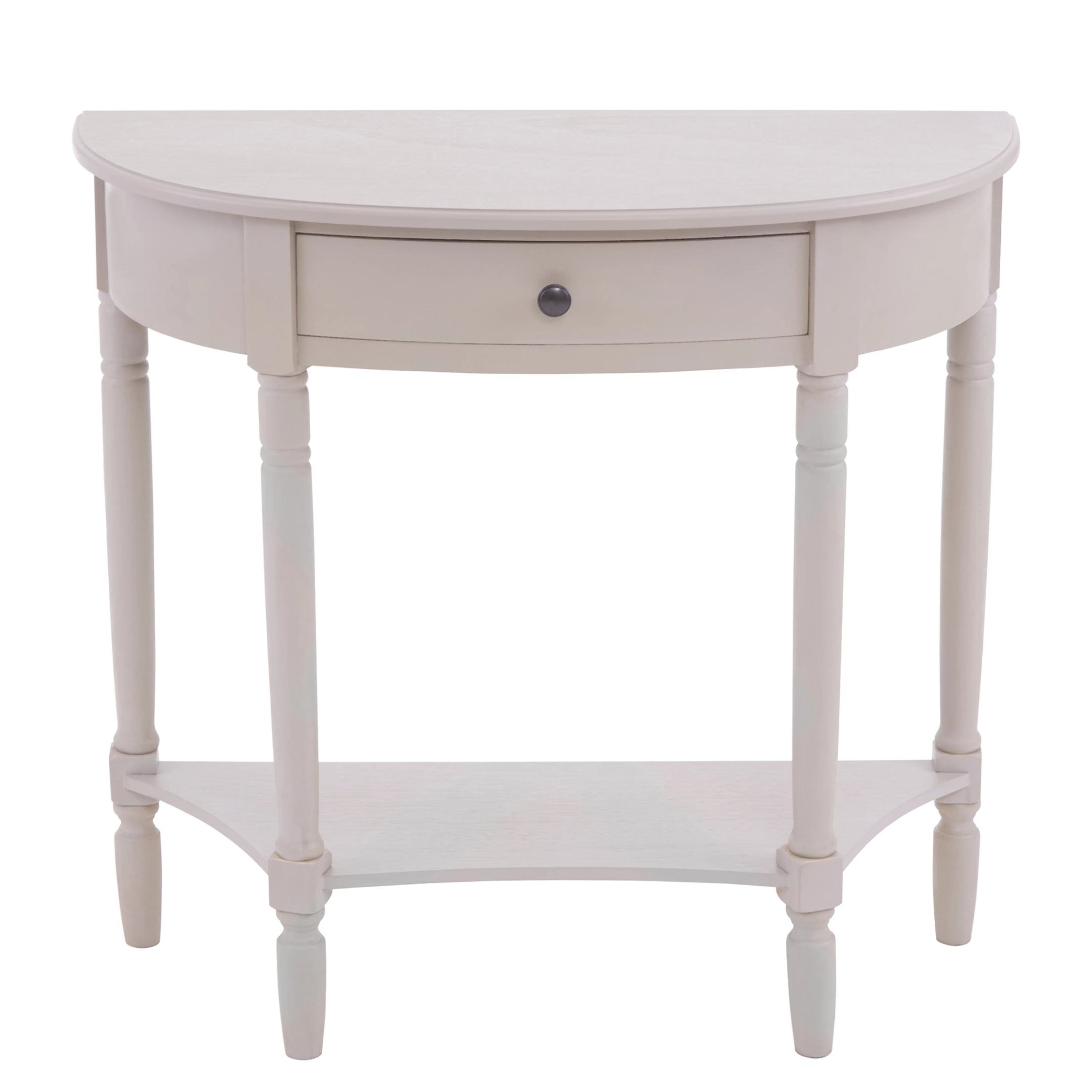 Chelsea Grey Putty Half Moon Wood 1 Drawer Console Table