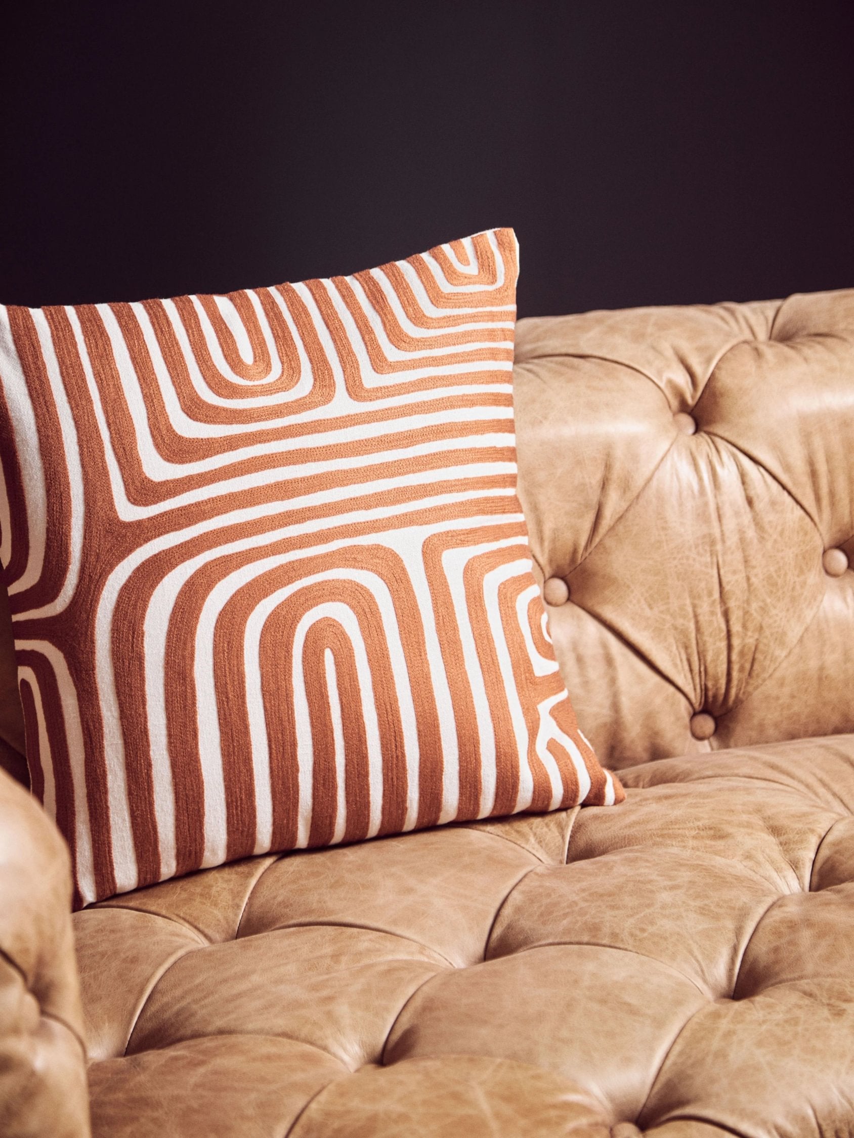 Kensington 3 Seater Brown Leather Modern Chesterfield Sofa