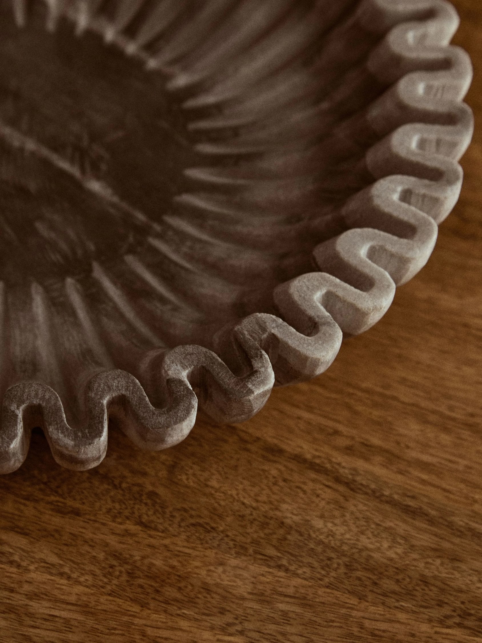 Florence Large Grey Marble Fluted Bowl