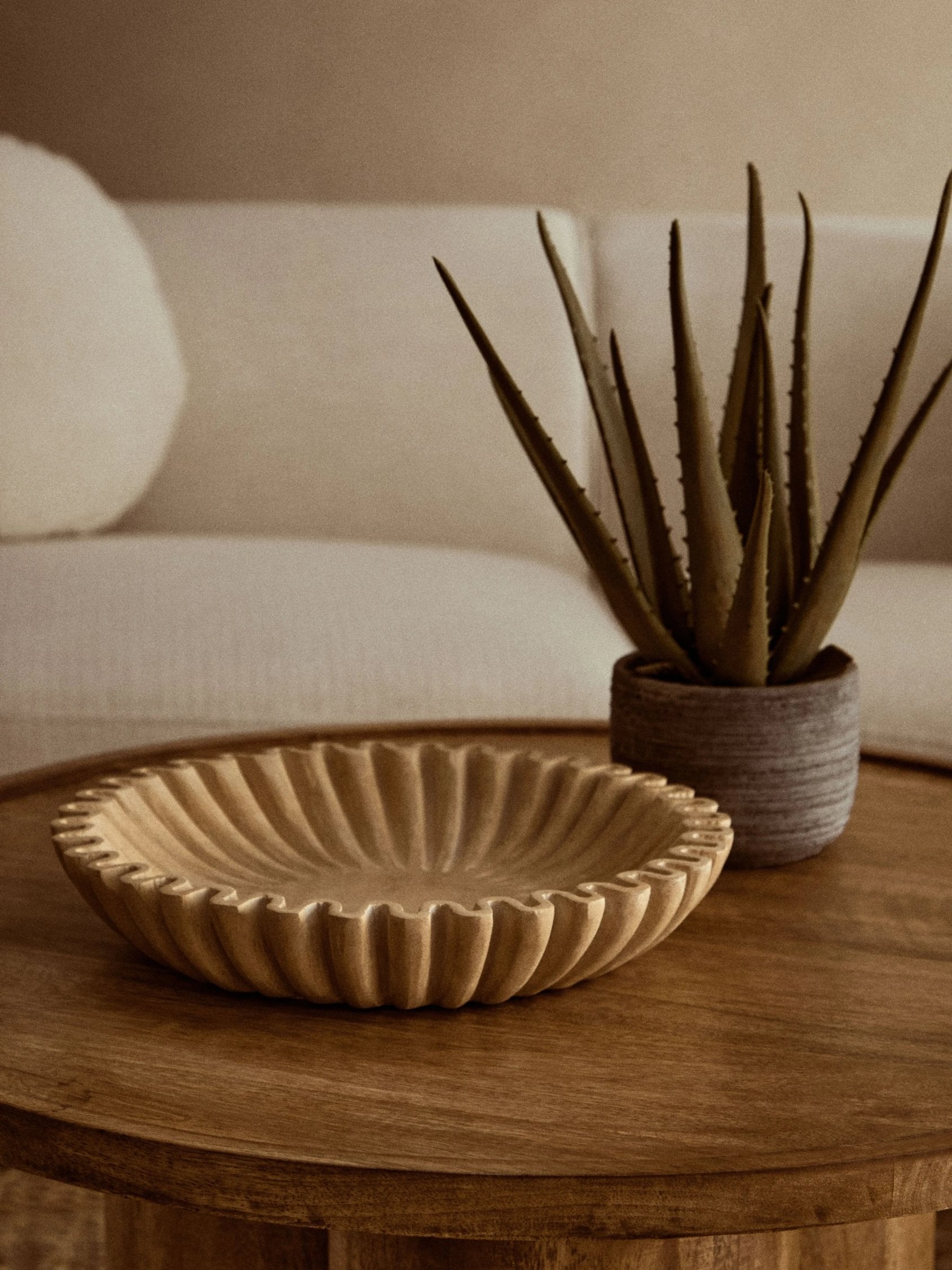 Florence Large Ochre Fluted Marble Bowl