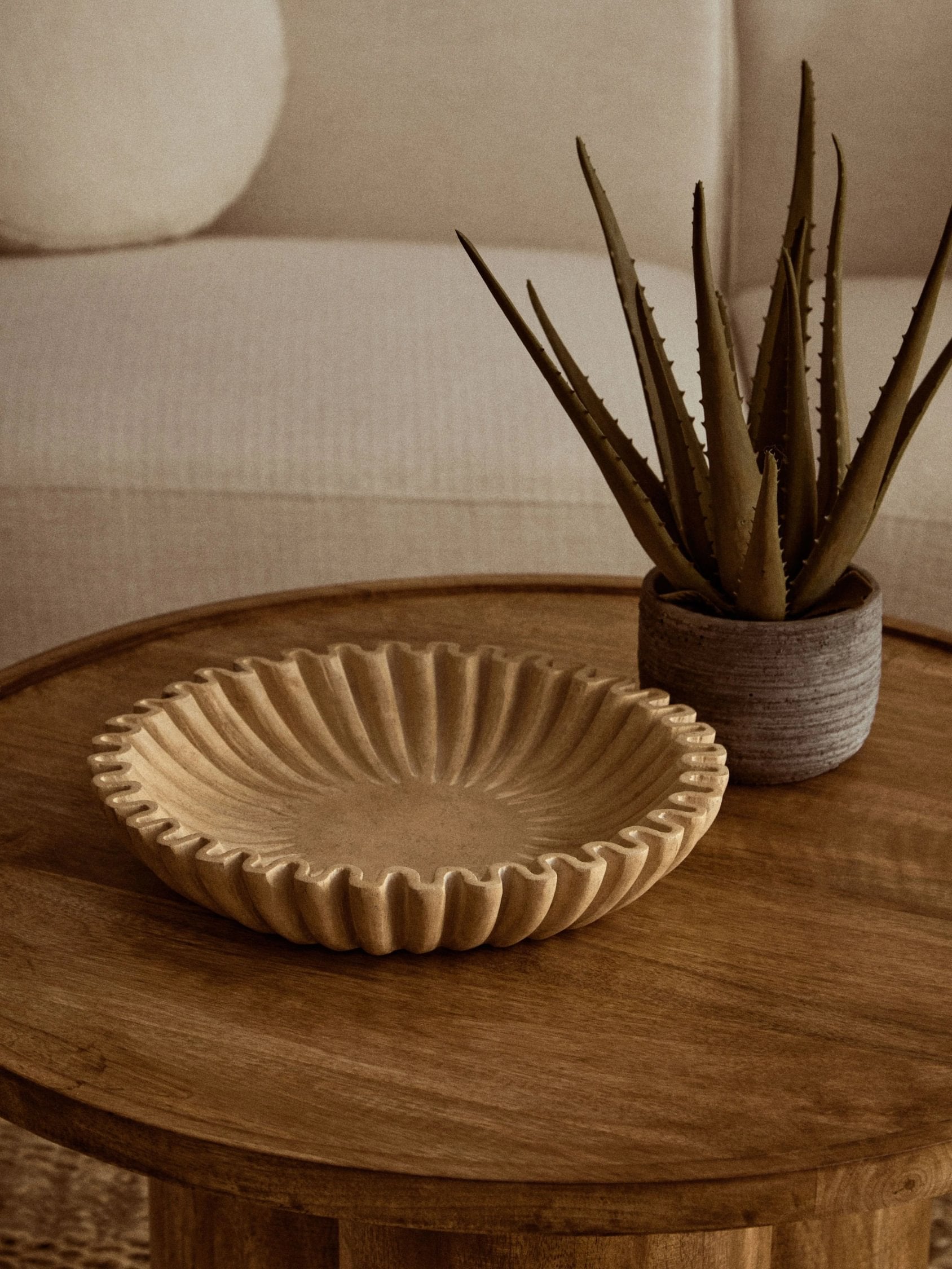 Florence Large Ochre Fluted Marble Bowl