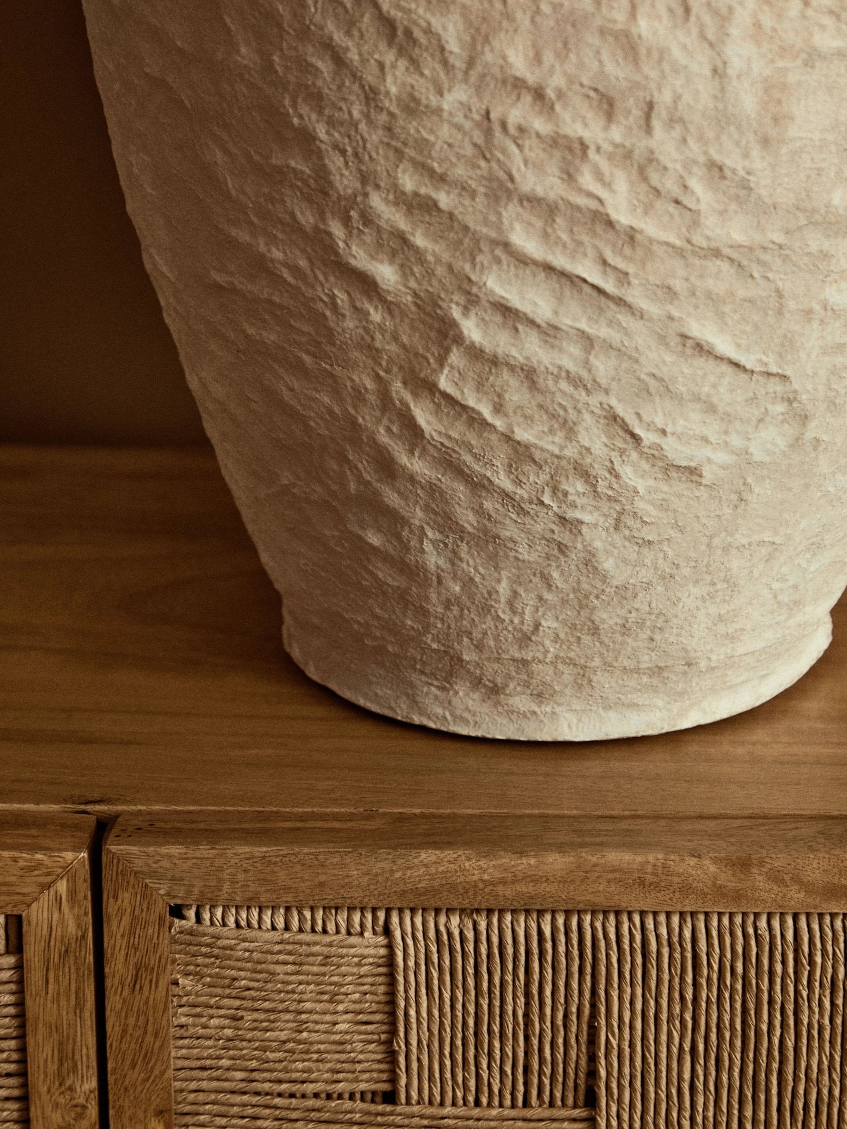 Papyrus Large Natural Cotton Mache Decorative Handle Vase
