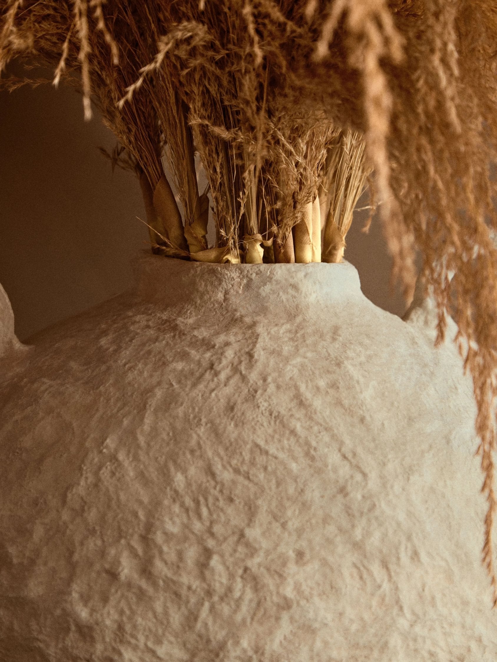 Papyrus Large Natural Cotton Mache Decorative Handle Vase