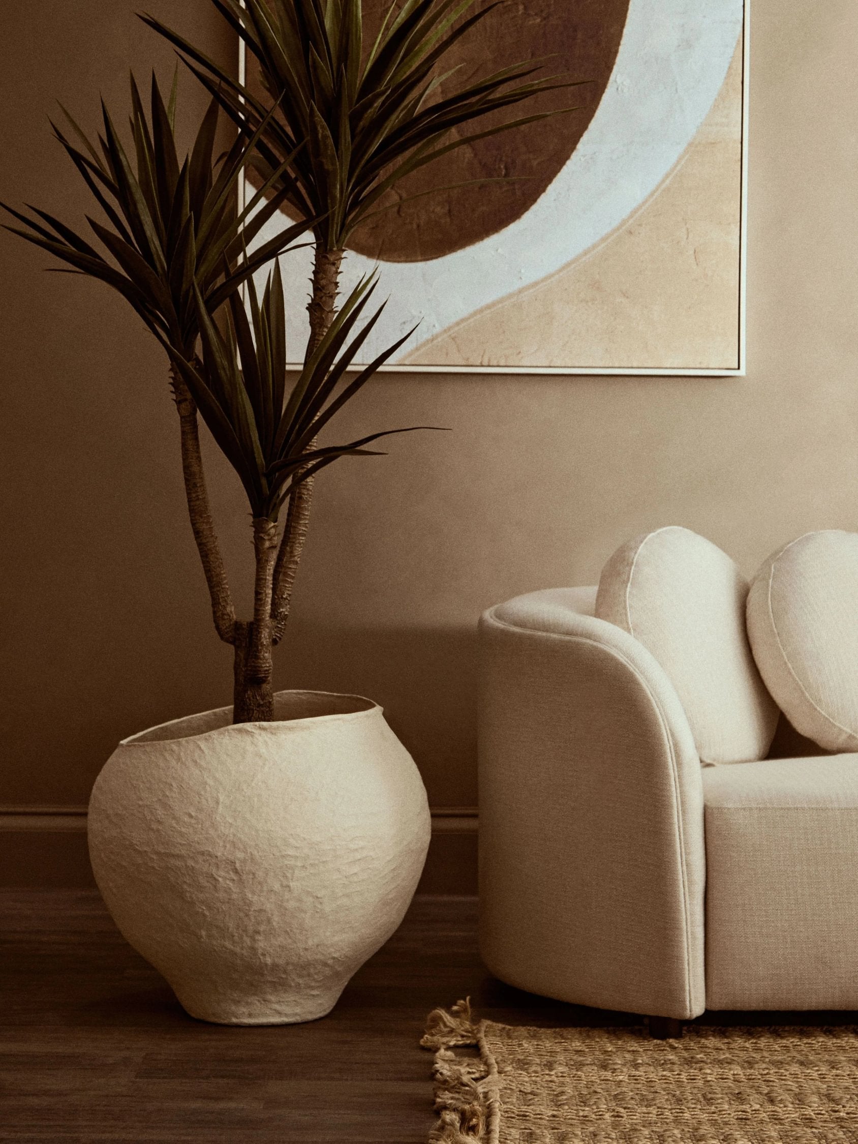 Papyrus Large Beige Cotton Mache Planter