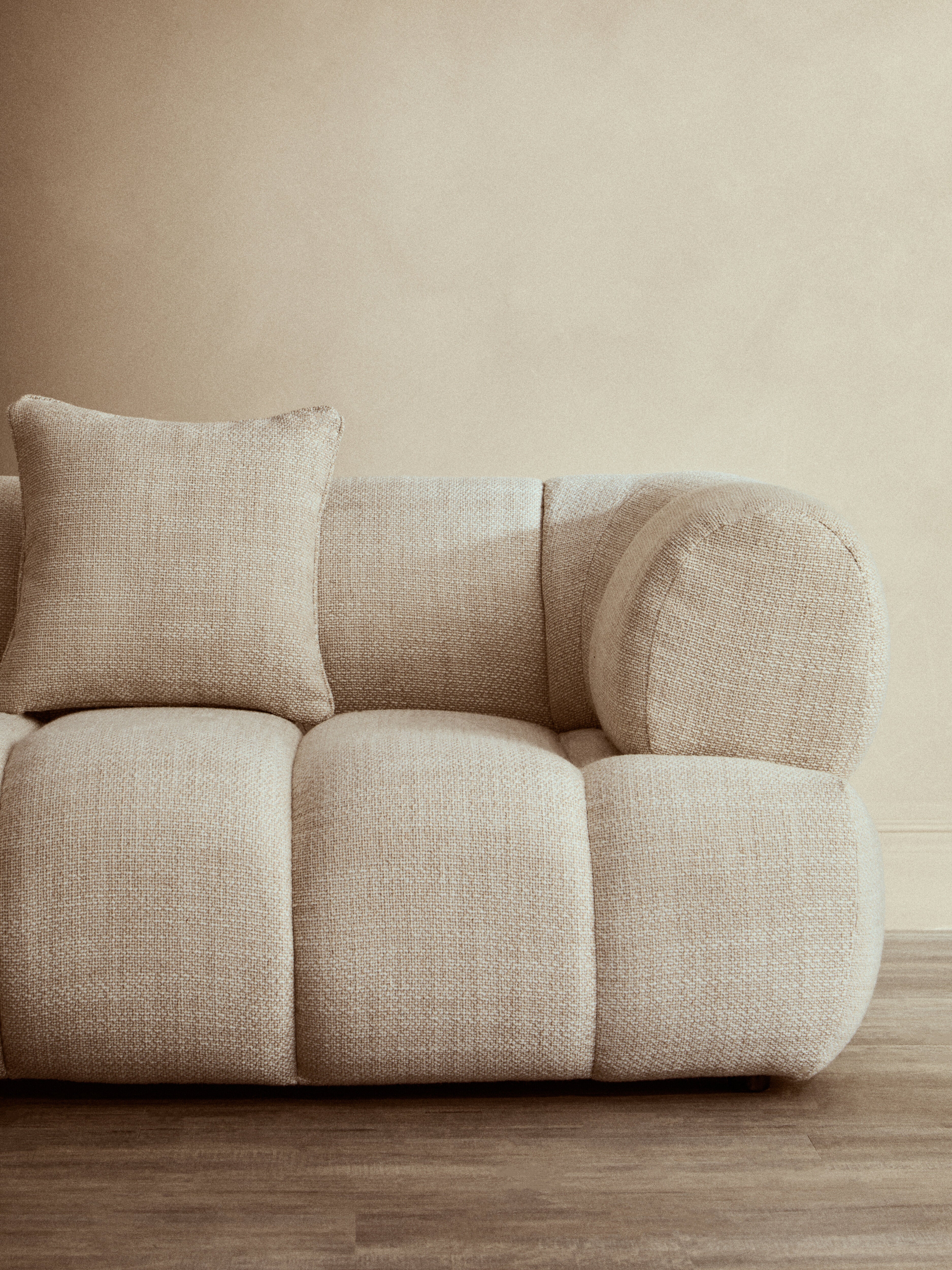 Elana Cream Linen Curved Sofa | 3 Seater
