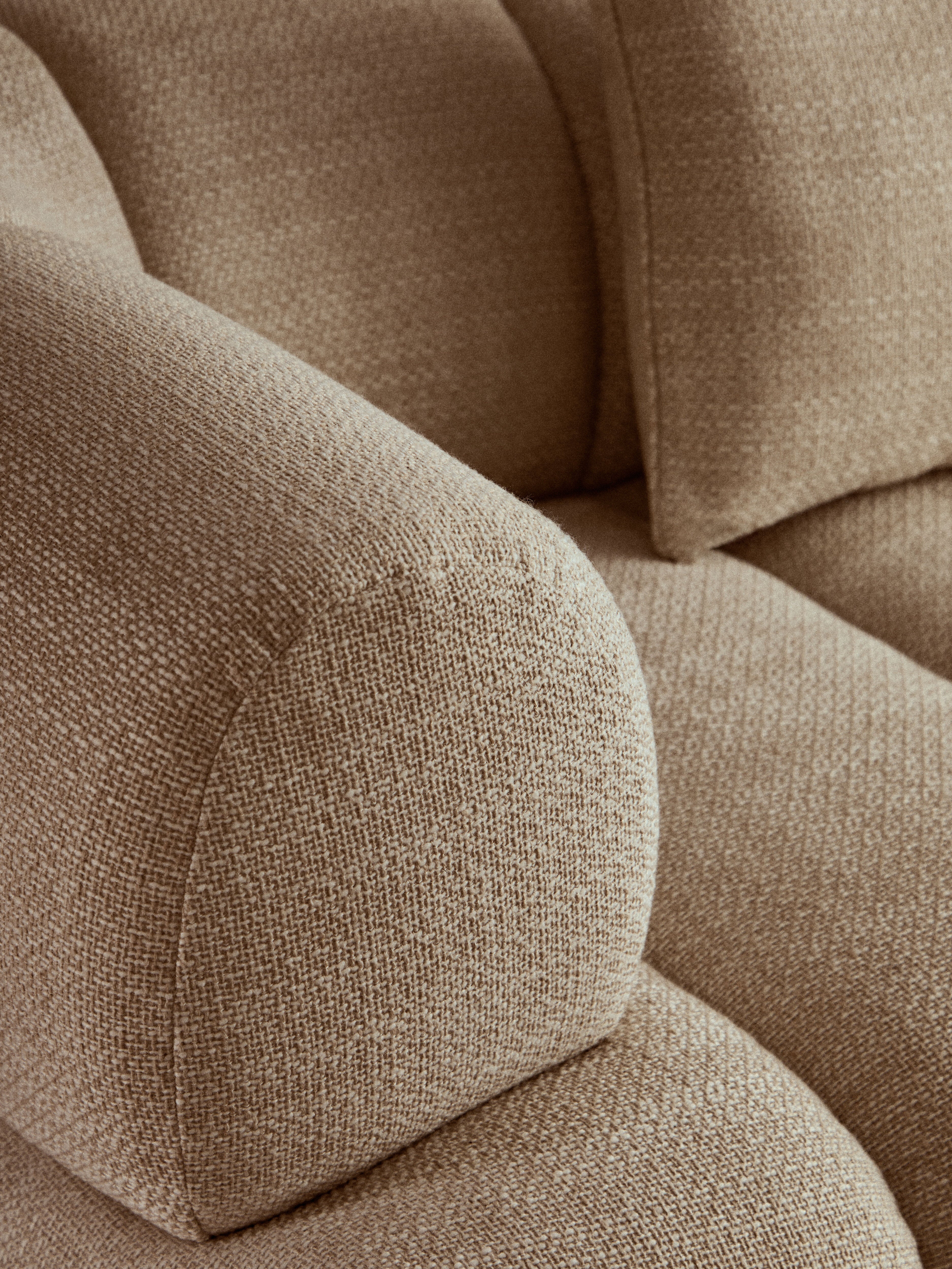 Elana Cream Linen Curved Sofa | 3 Seater