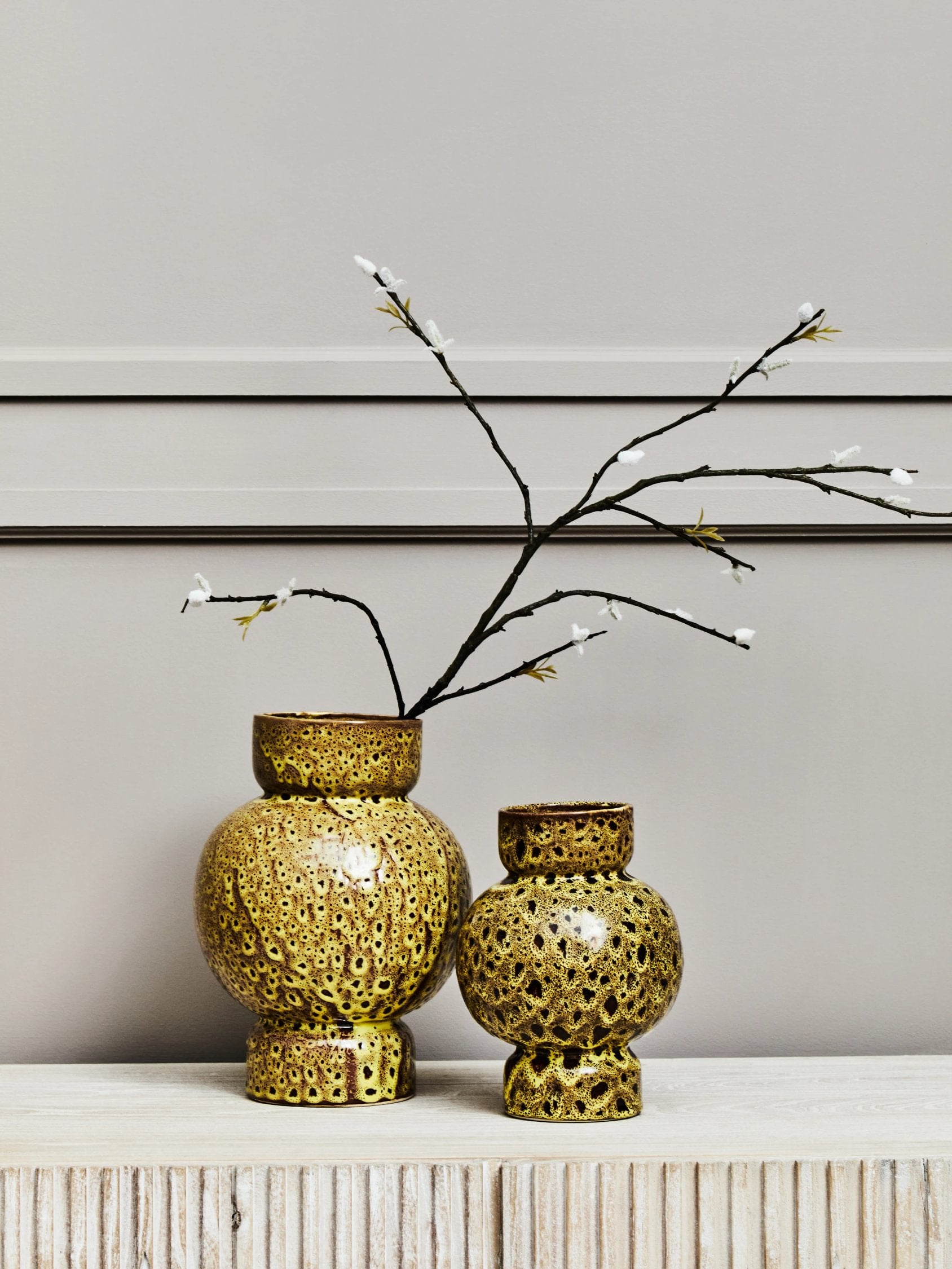 Contour Large Brown Stoneware Vase
