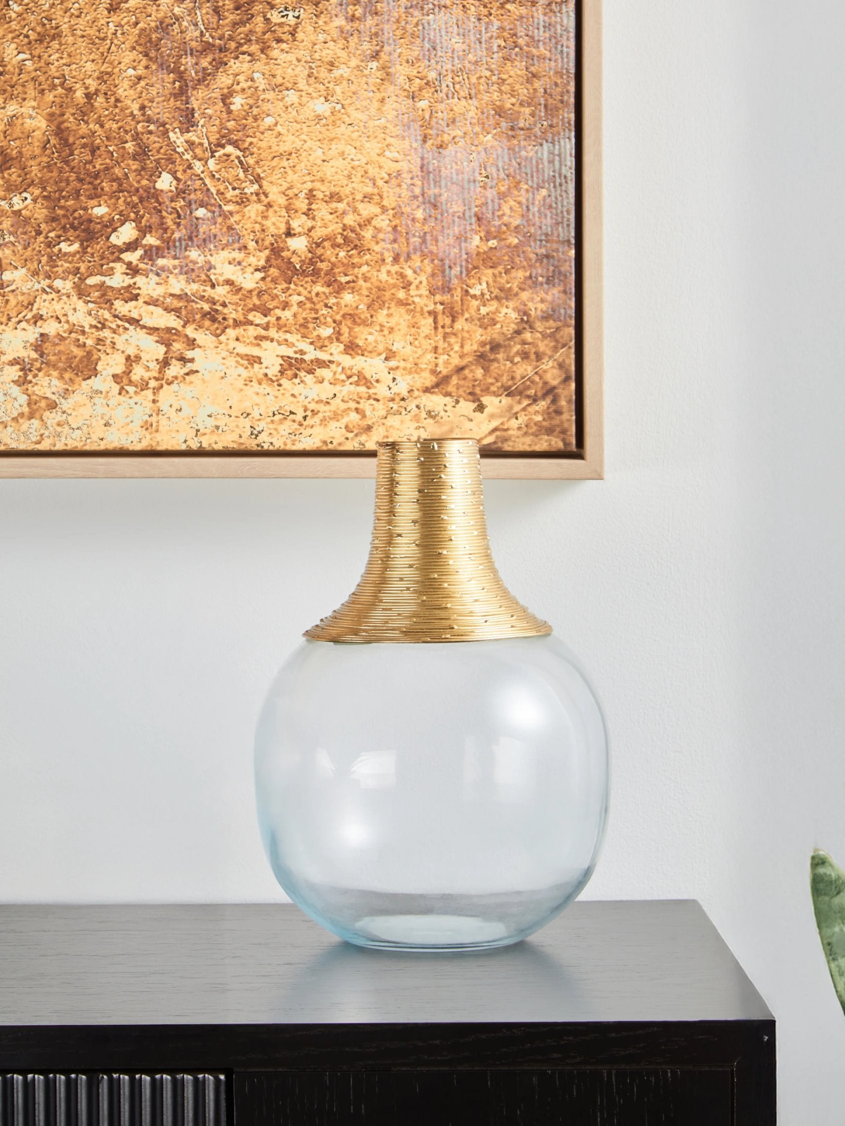 Nocturne Small Glass & Gold Vase
