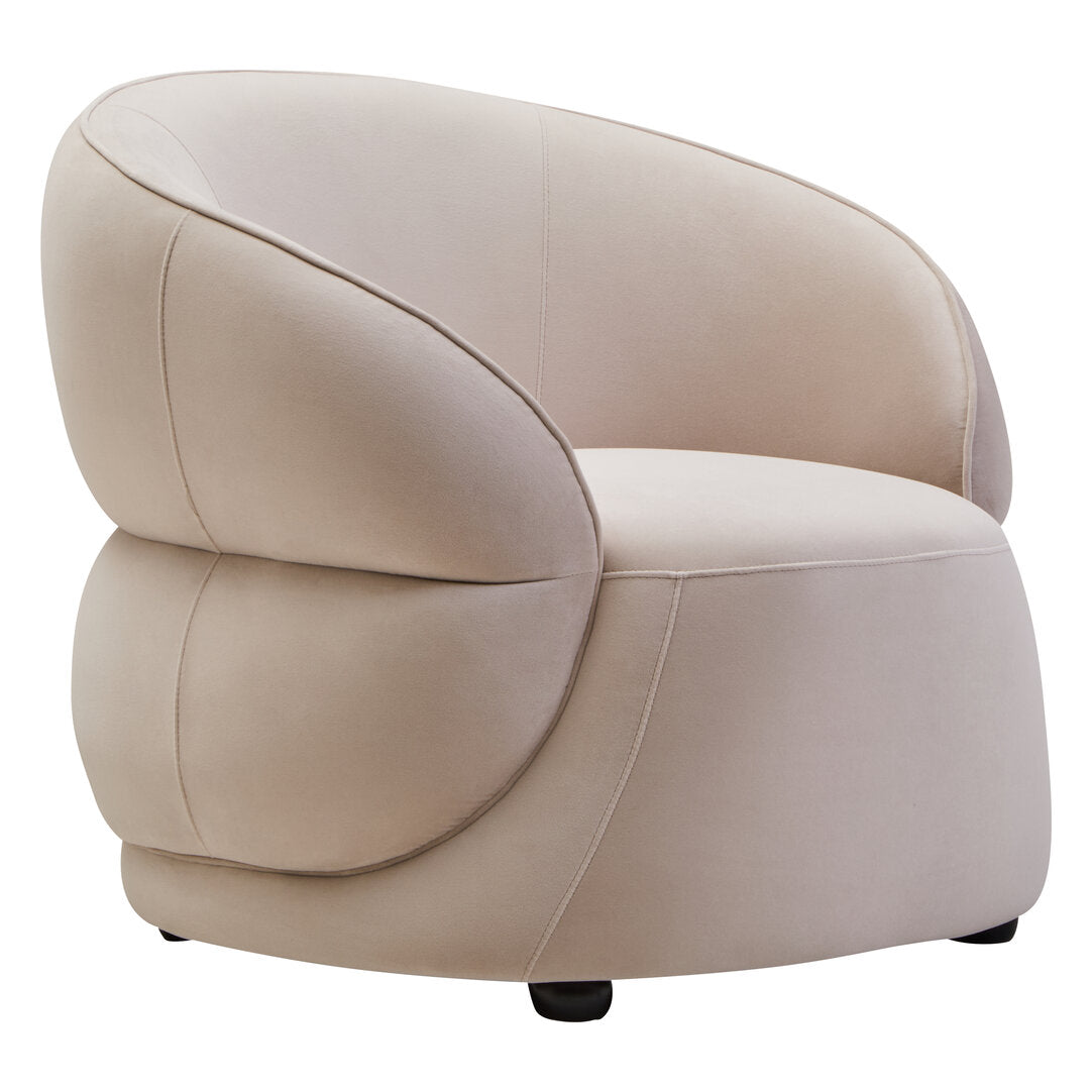Clover Stone Velvet Curved Chair