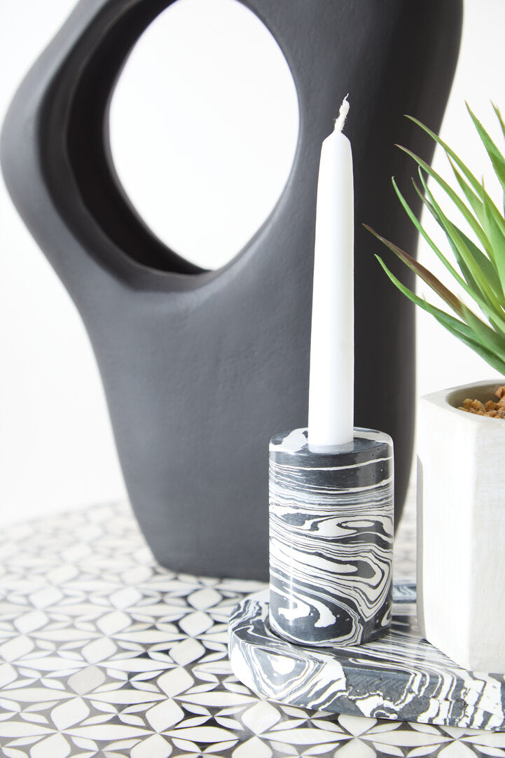 Clau Black & White Oval Marble Tray