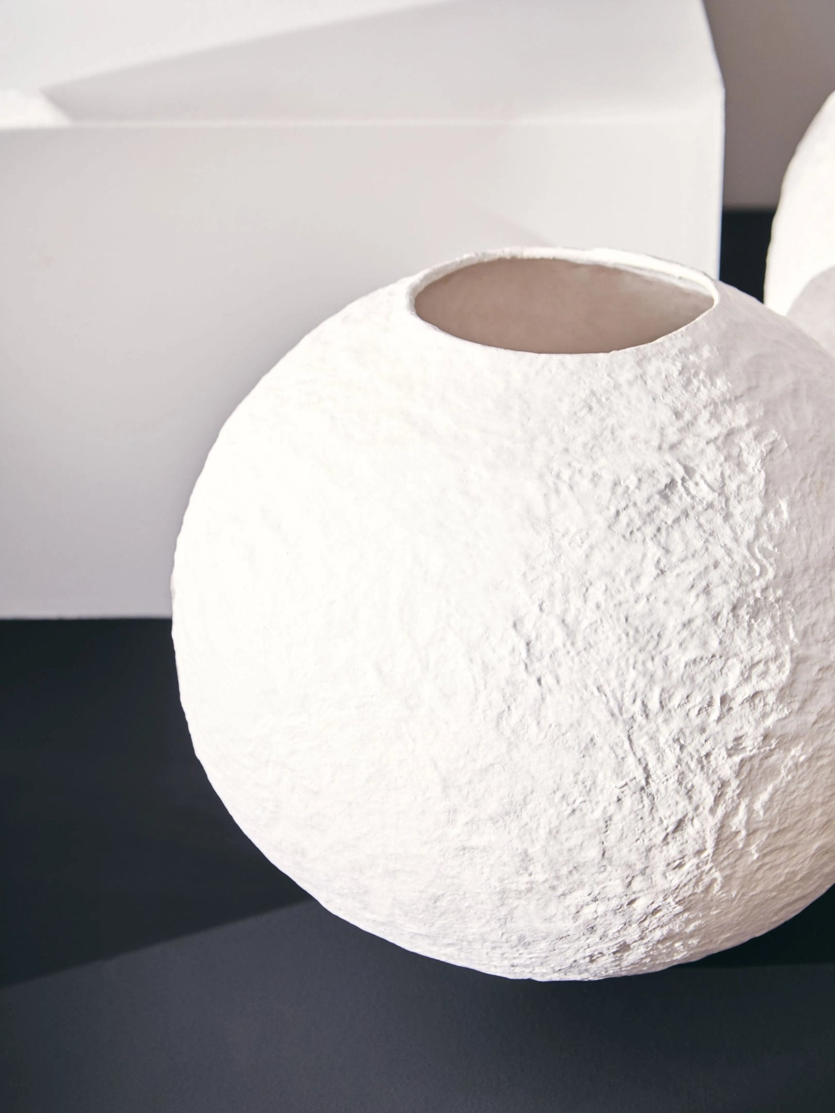 Papyrus Small White Cotton Mache Round Vase