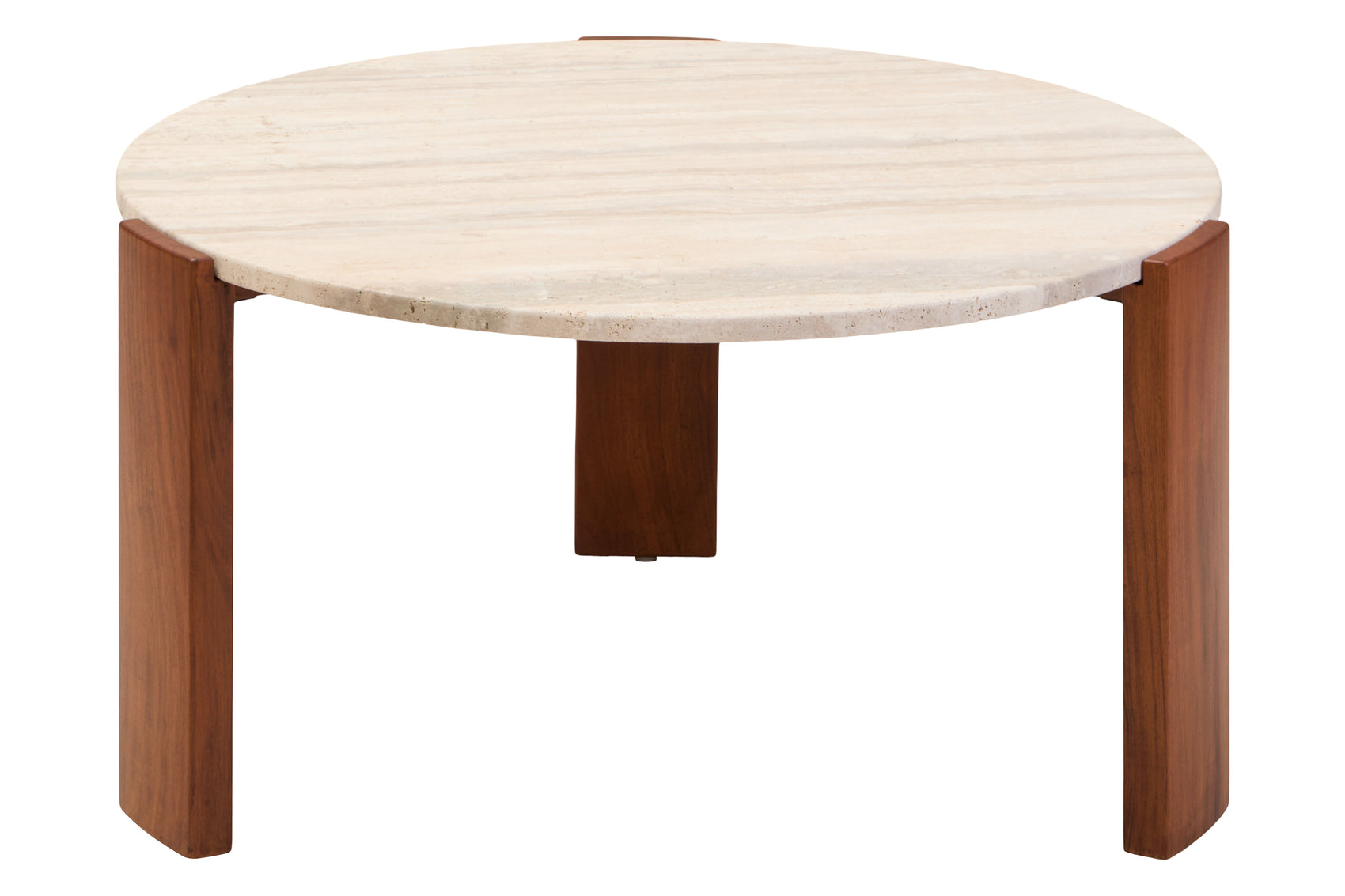 Solanto Round Travertine Top Coffee Table | Large