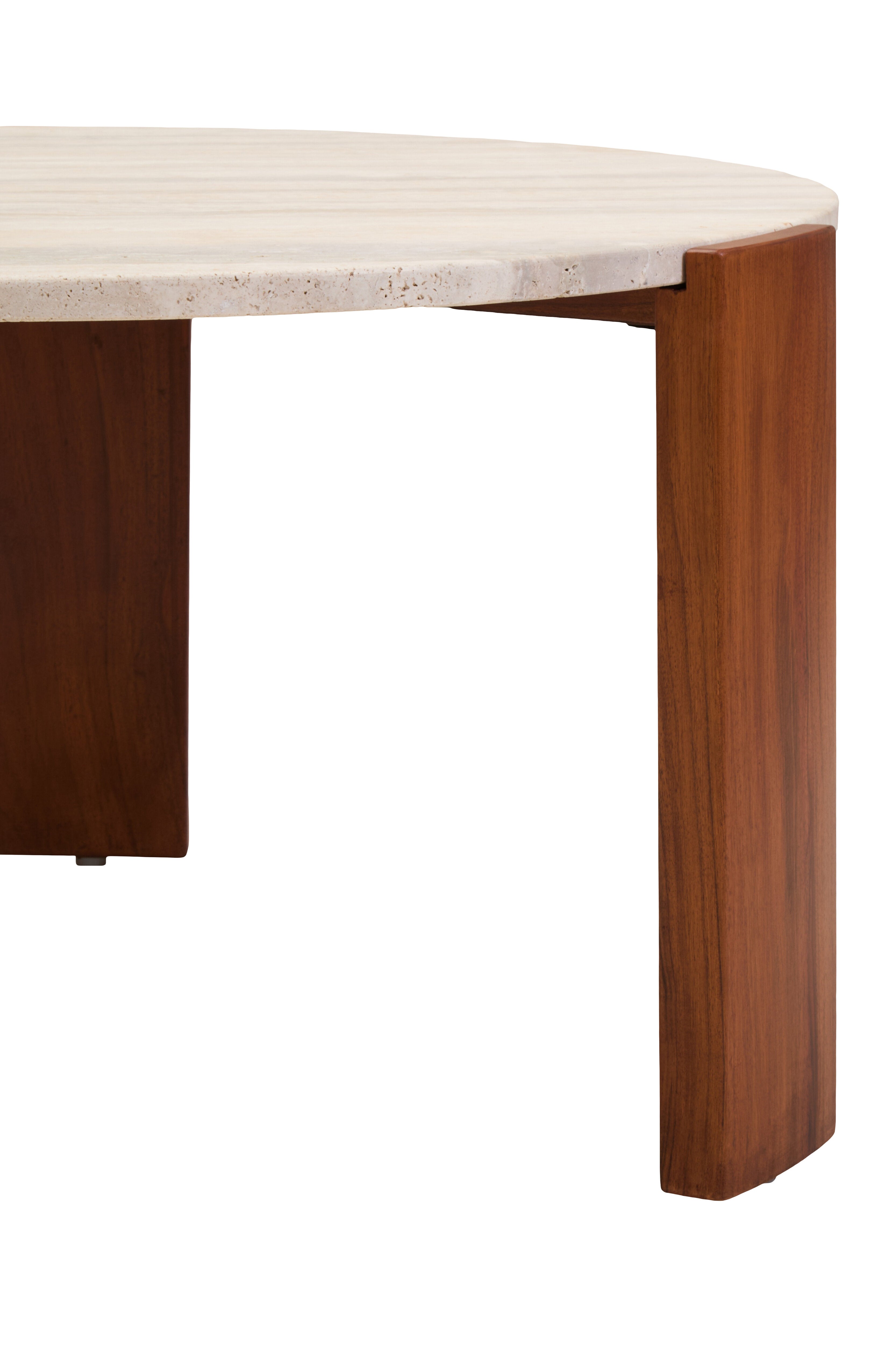 Solanto Round Travertine Top Coffee Table | Large