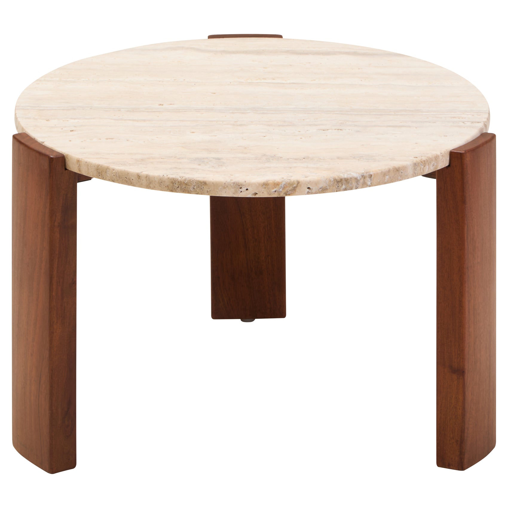Solanto Round Travertine Top Coffee Table | Small
