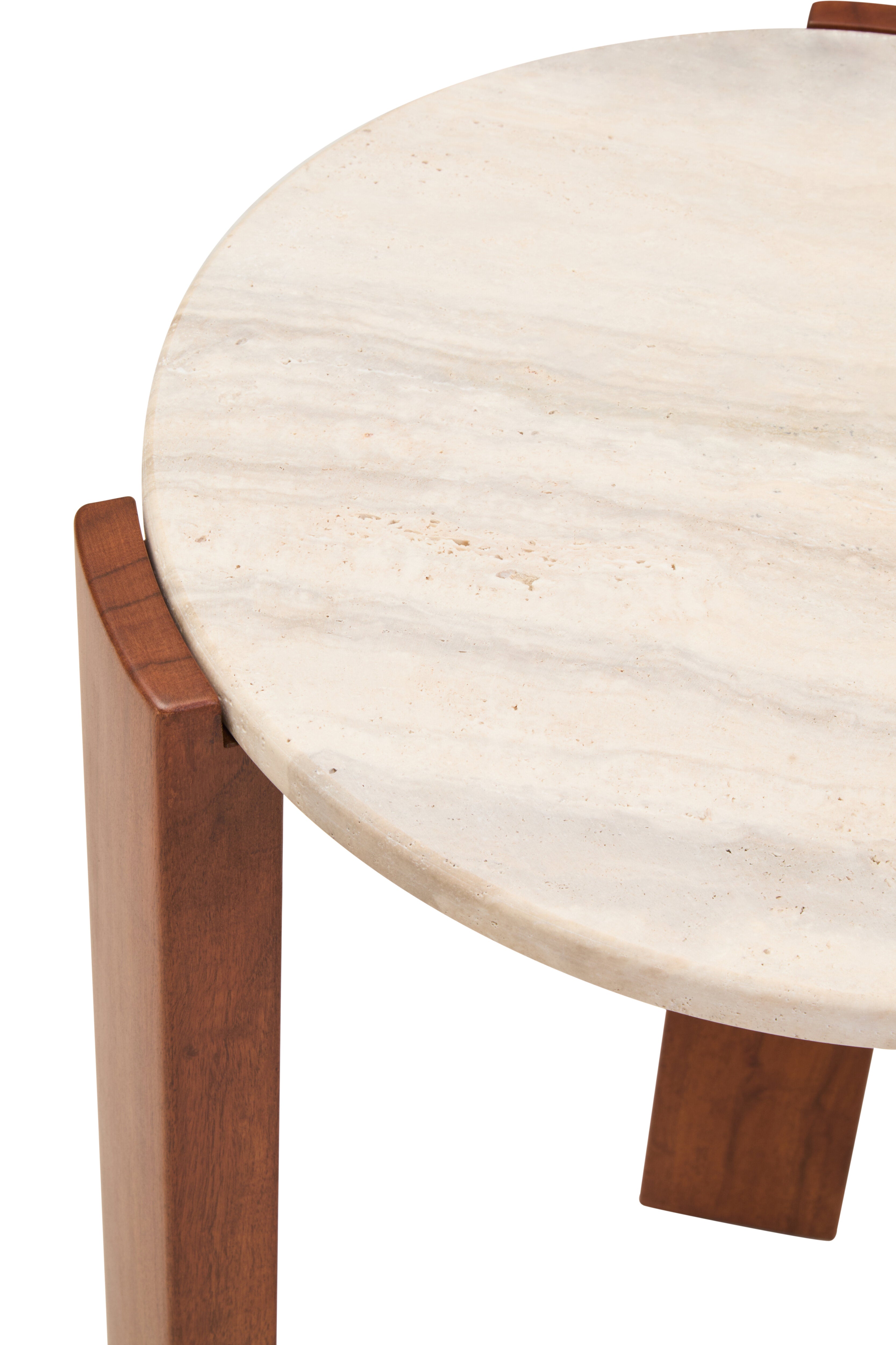 Solanto Travertine Top Round Side Table