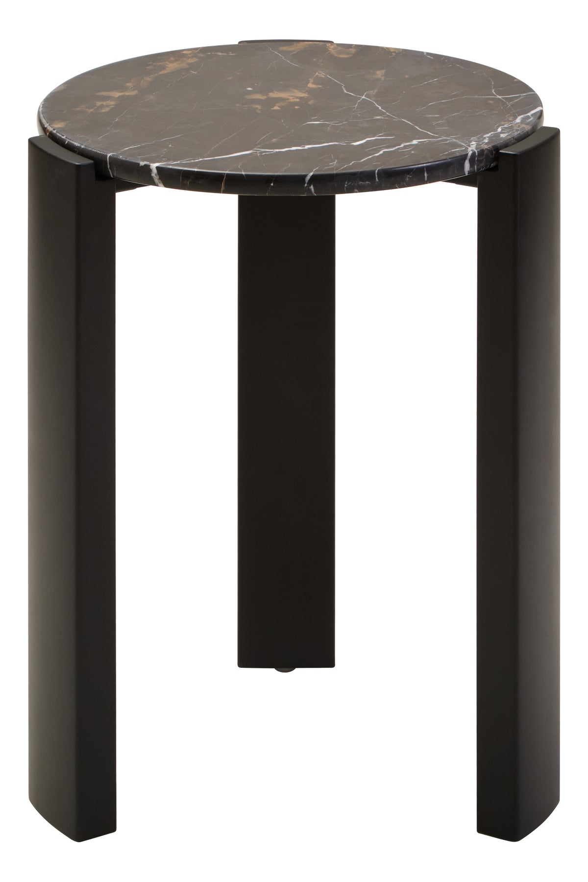 Solanto Black Acacia Wood & Black Marble Round Side Table