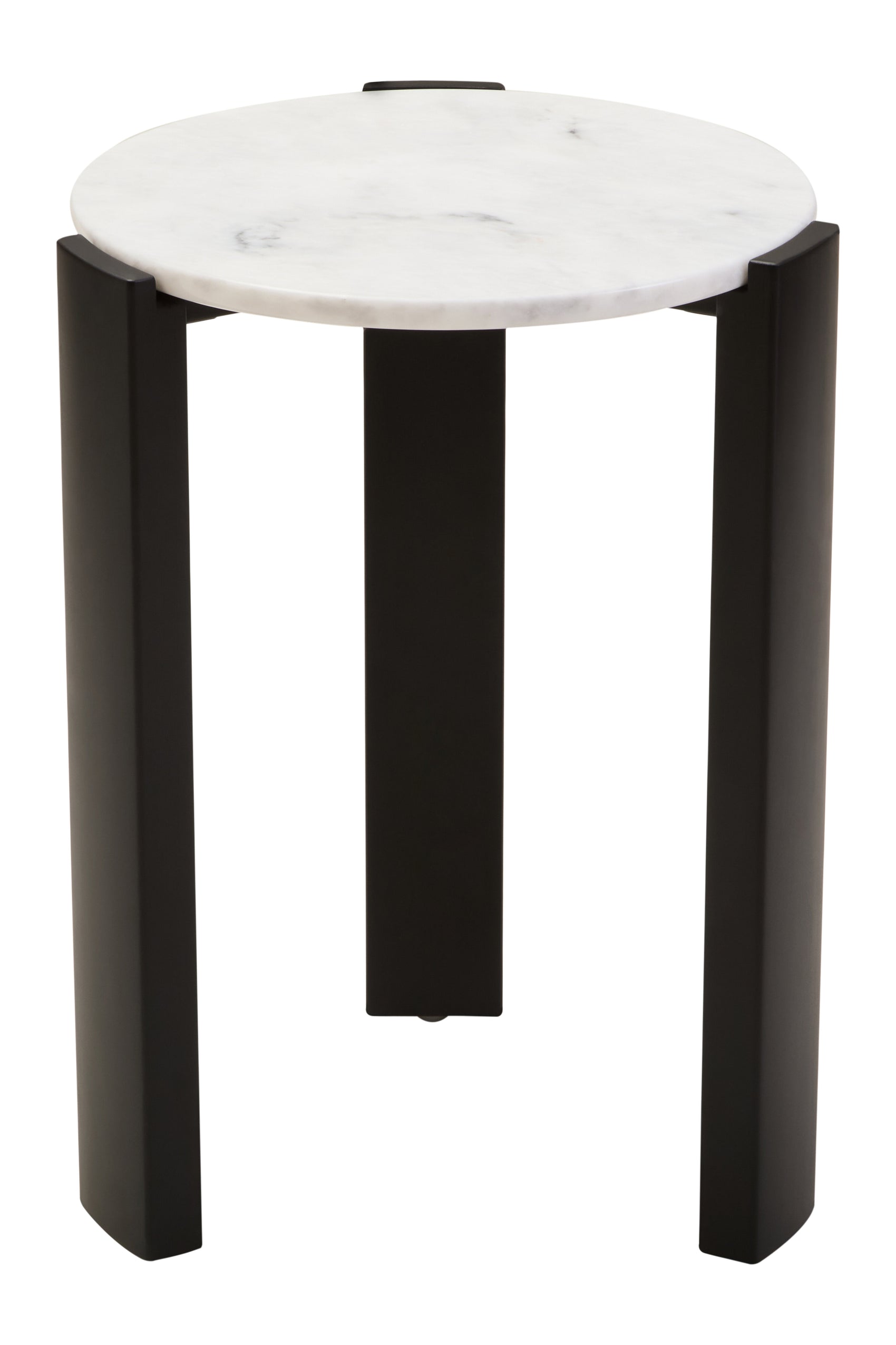 Solanto Black Acacia Wood & White Marble Round Side Table