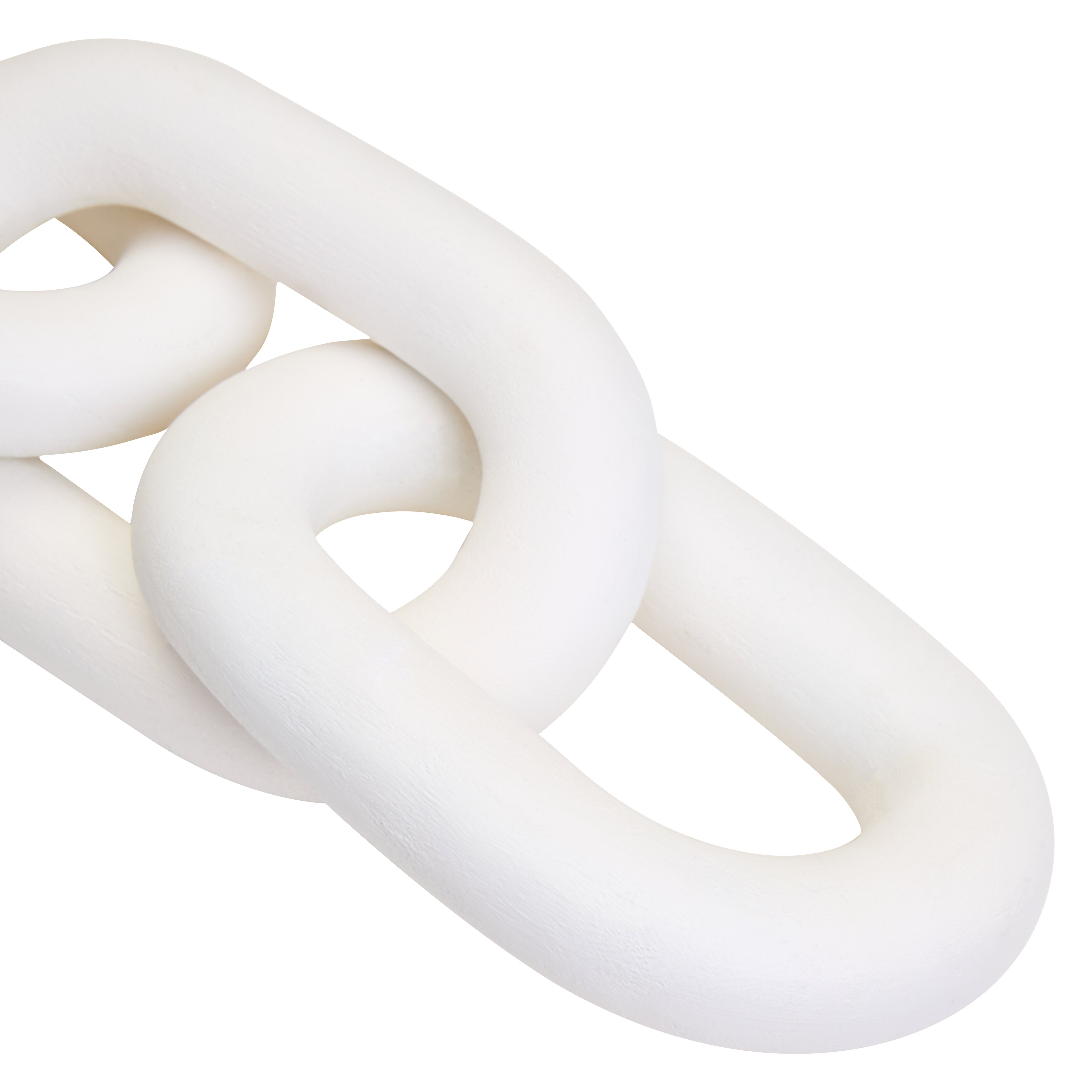 Karna White Wood 5 Link Chain Sculpture