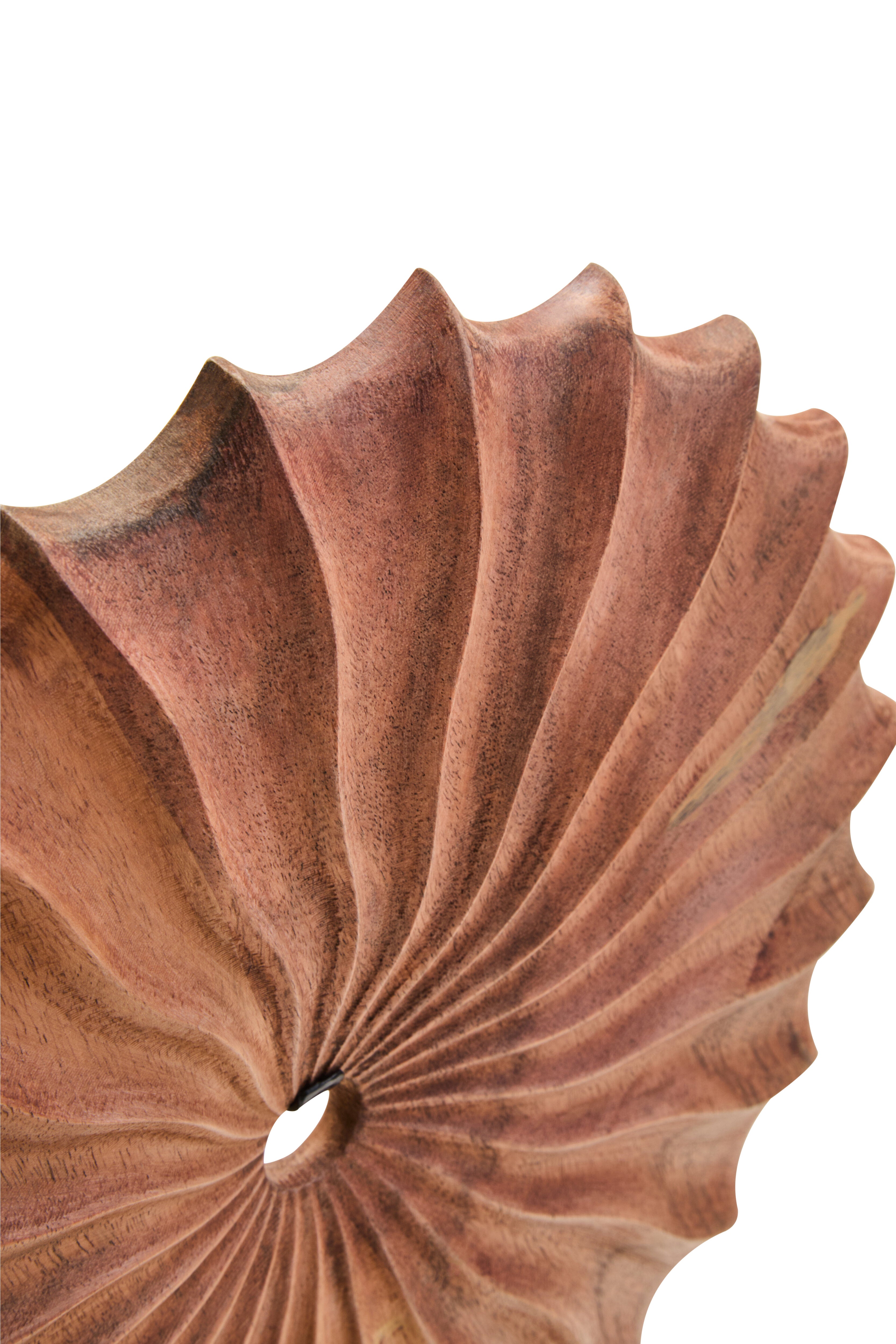 Lindos Natural Wood Round Sculpture with Travertine Base