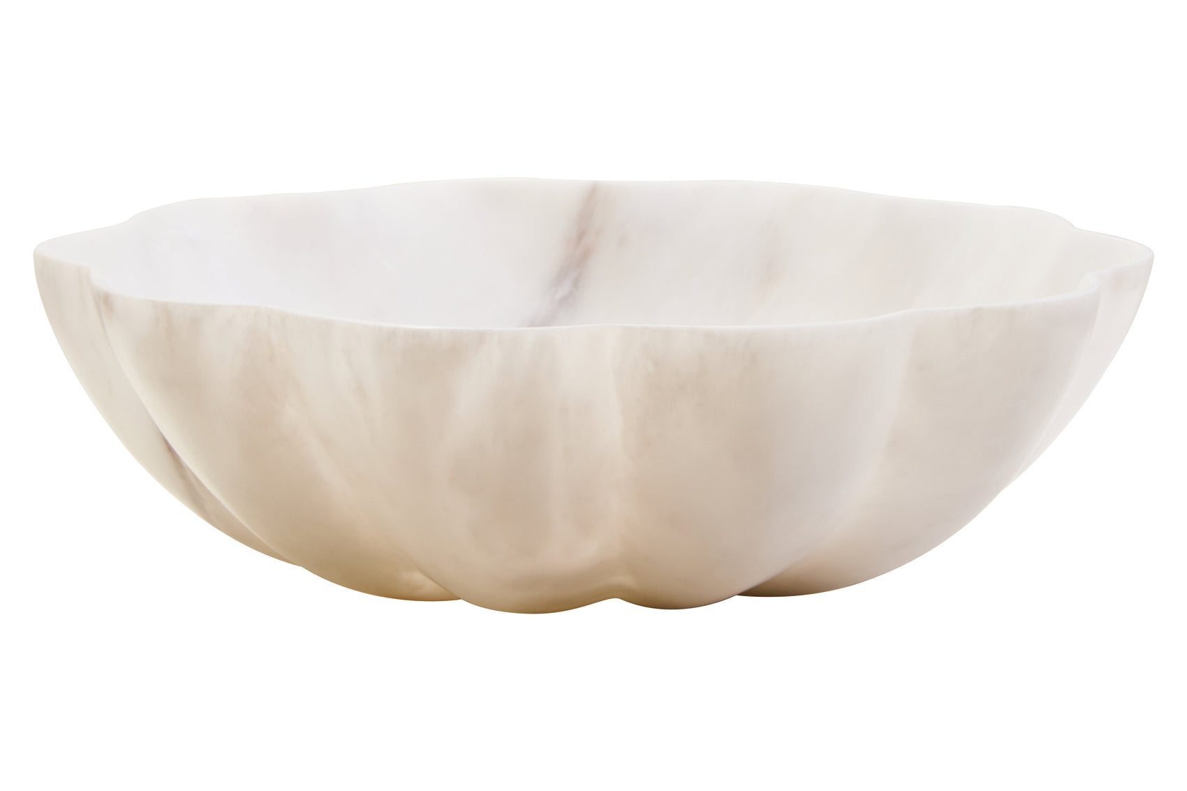 Visso White Marble Scalloped Bowl | Medium