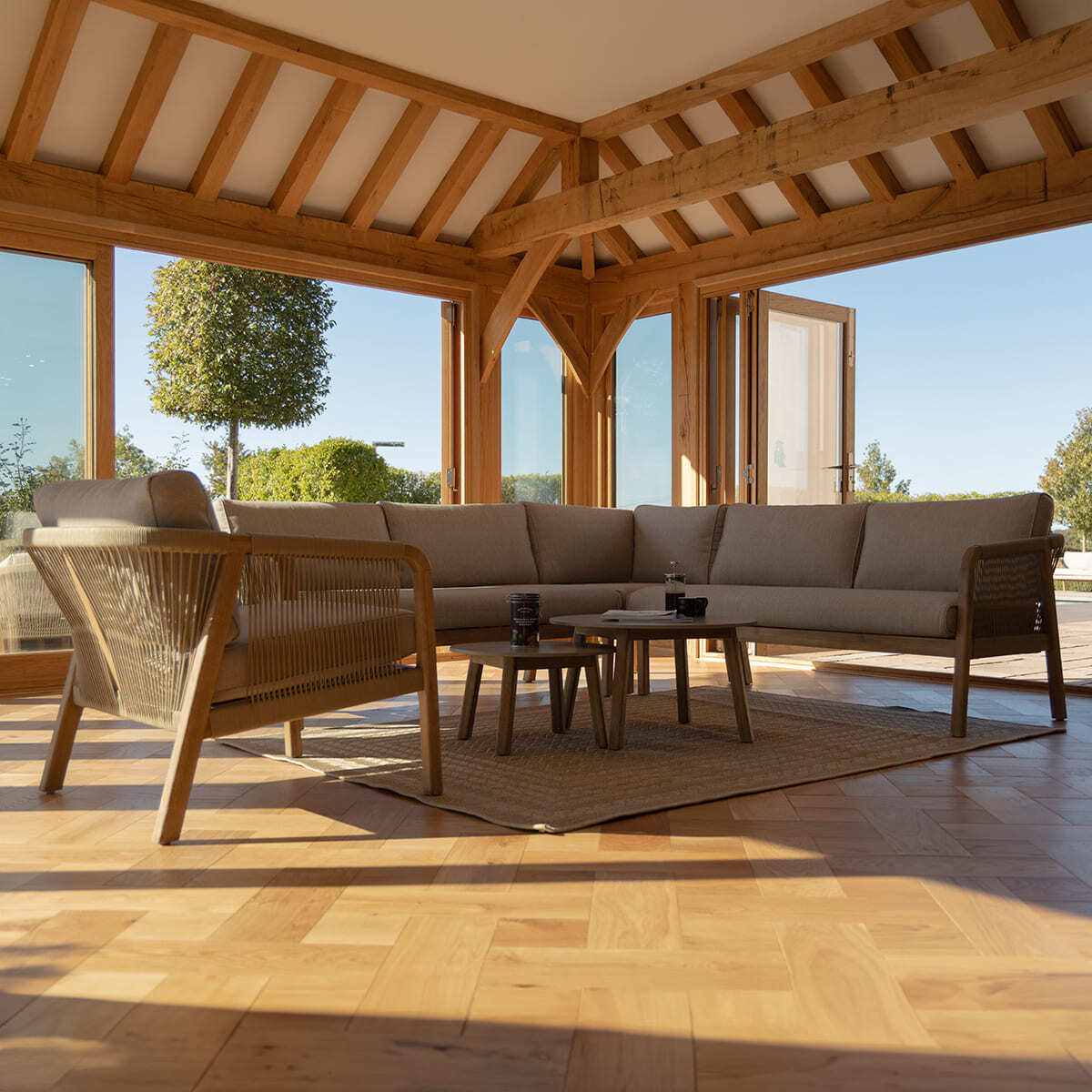 New Martinique Corner Sofa Set & Armchair - Light Brown