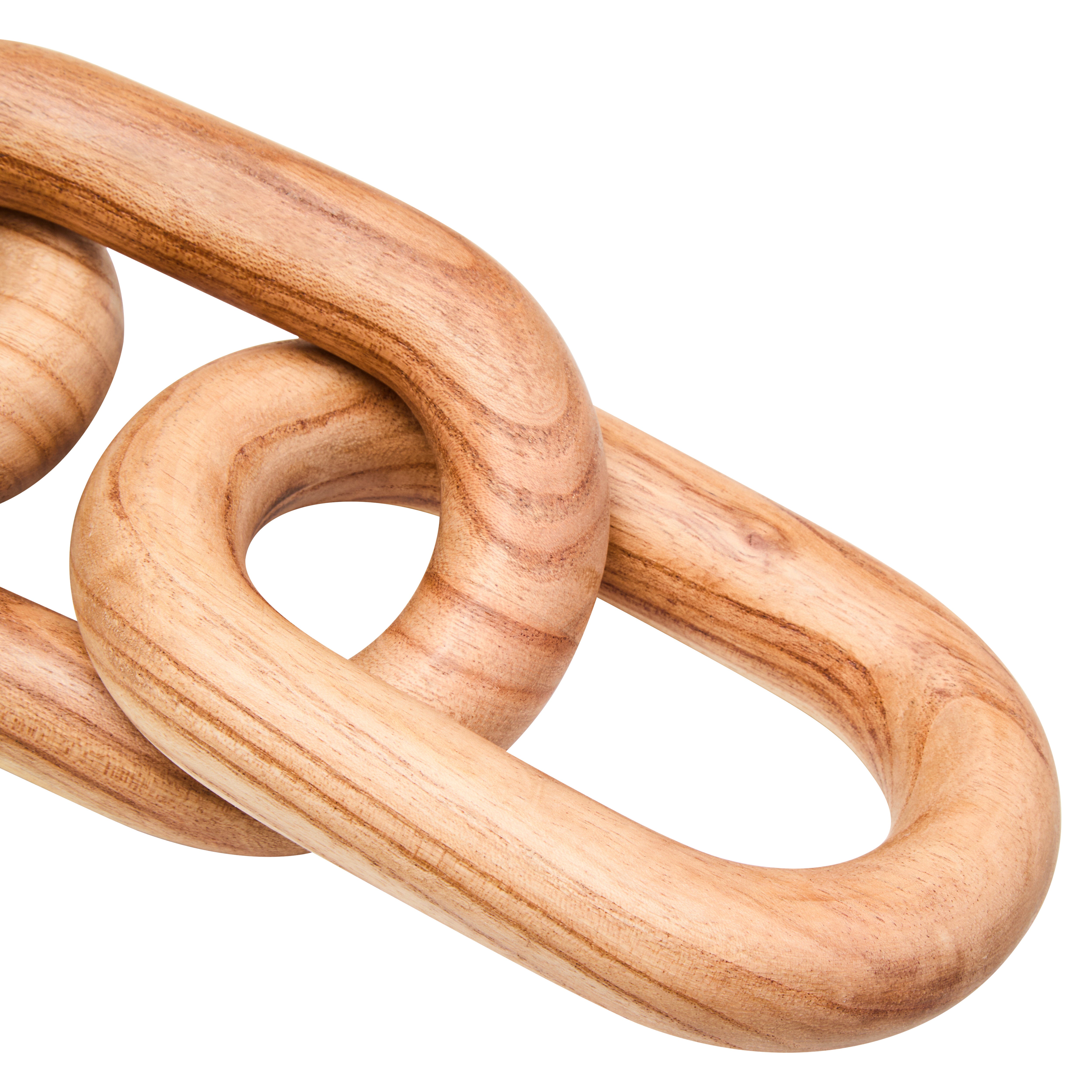 Karna Natural Wood 5 Link Chain Sculpture