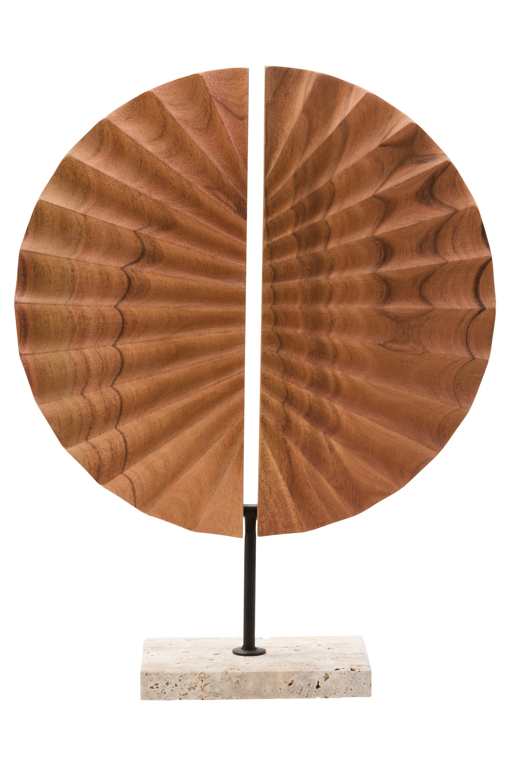 Lindos Natural Wood Sculpture With Travertine Base