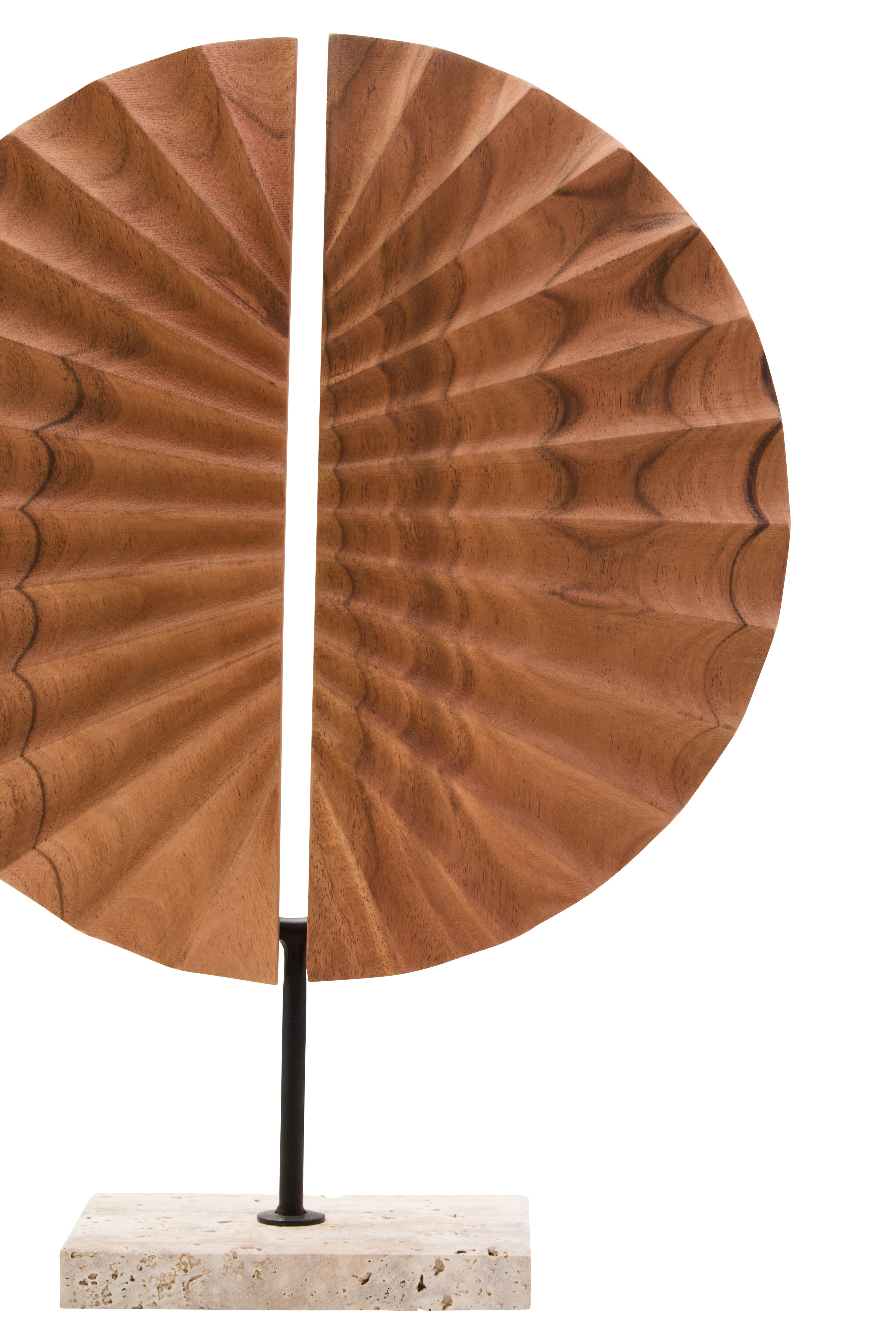 Lindos Natural Wood Sculpture With Travertine Base