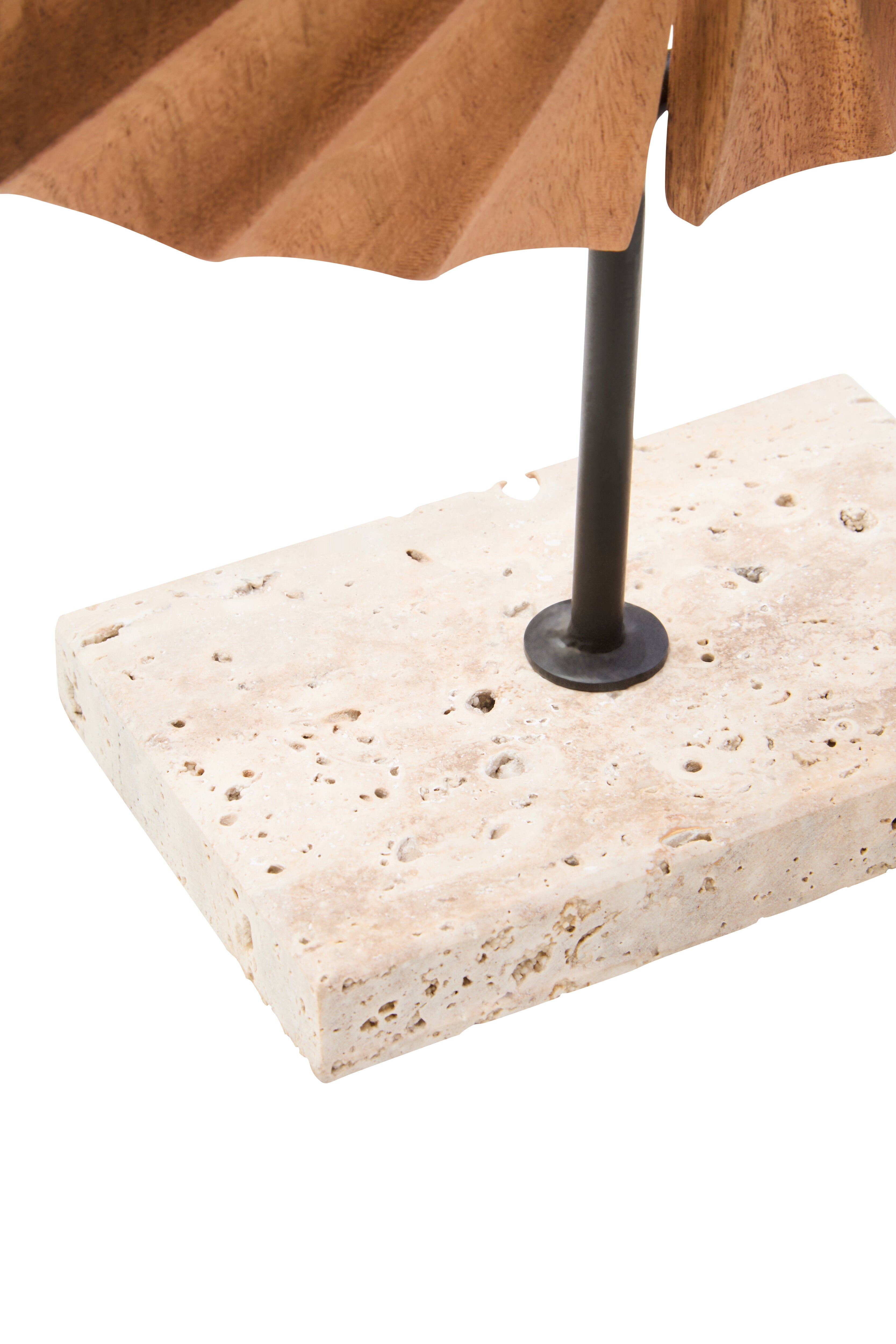Lindos Natural Wood Sculpture With Travertine Base