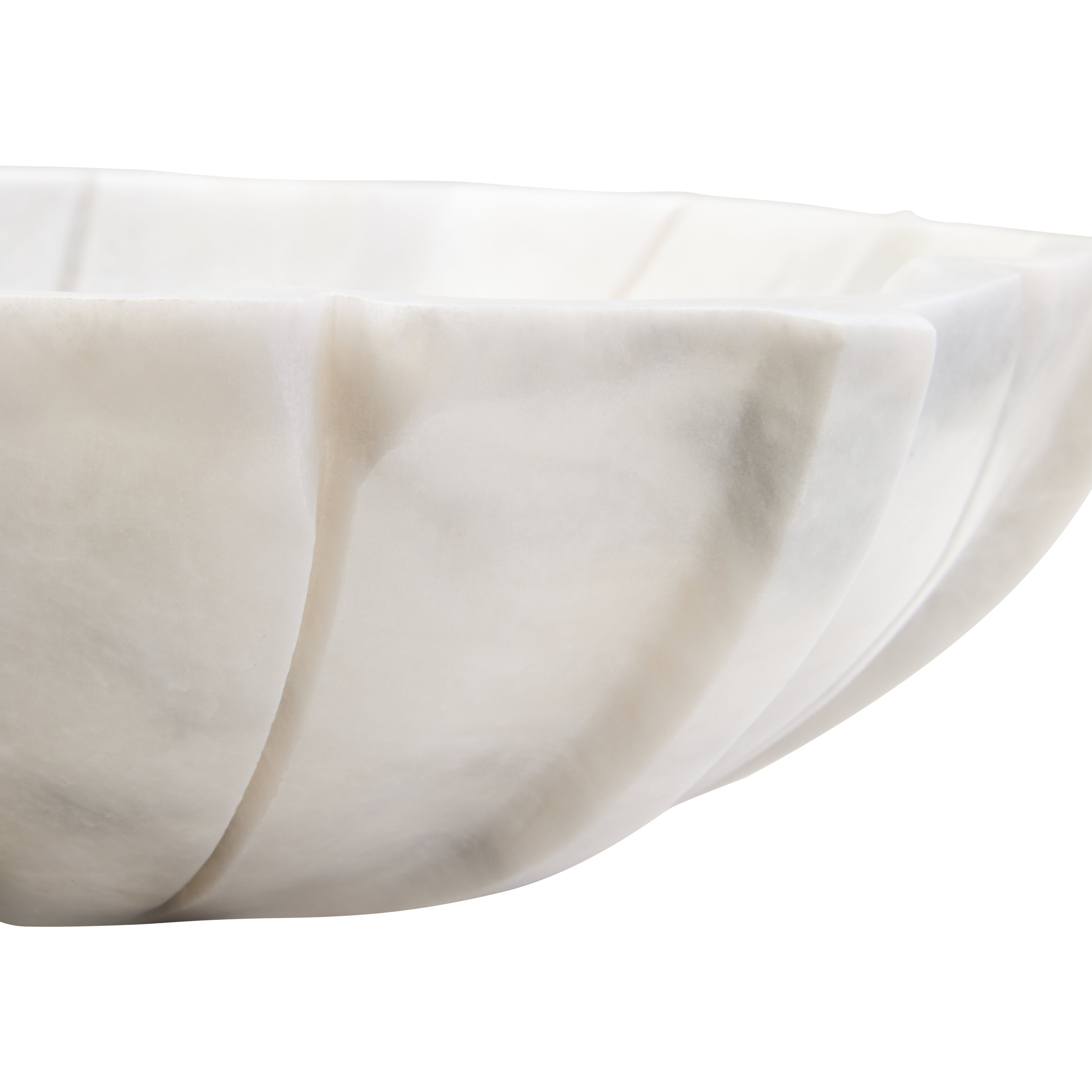 Visso White Marble Lotus Bowl | Large