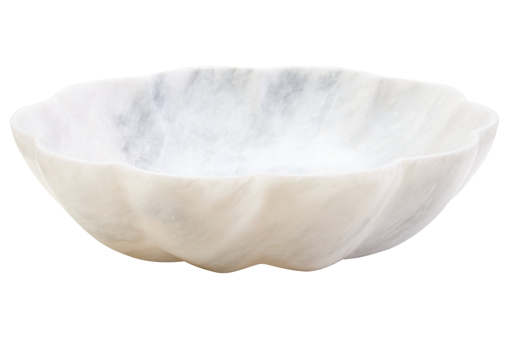 Visso White Marble Scalloped Bowl | Large