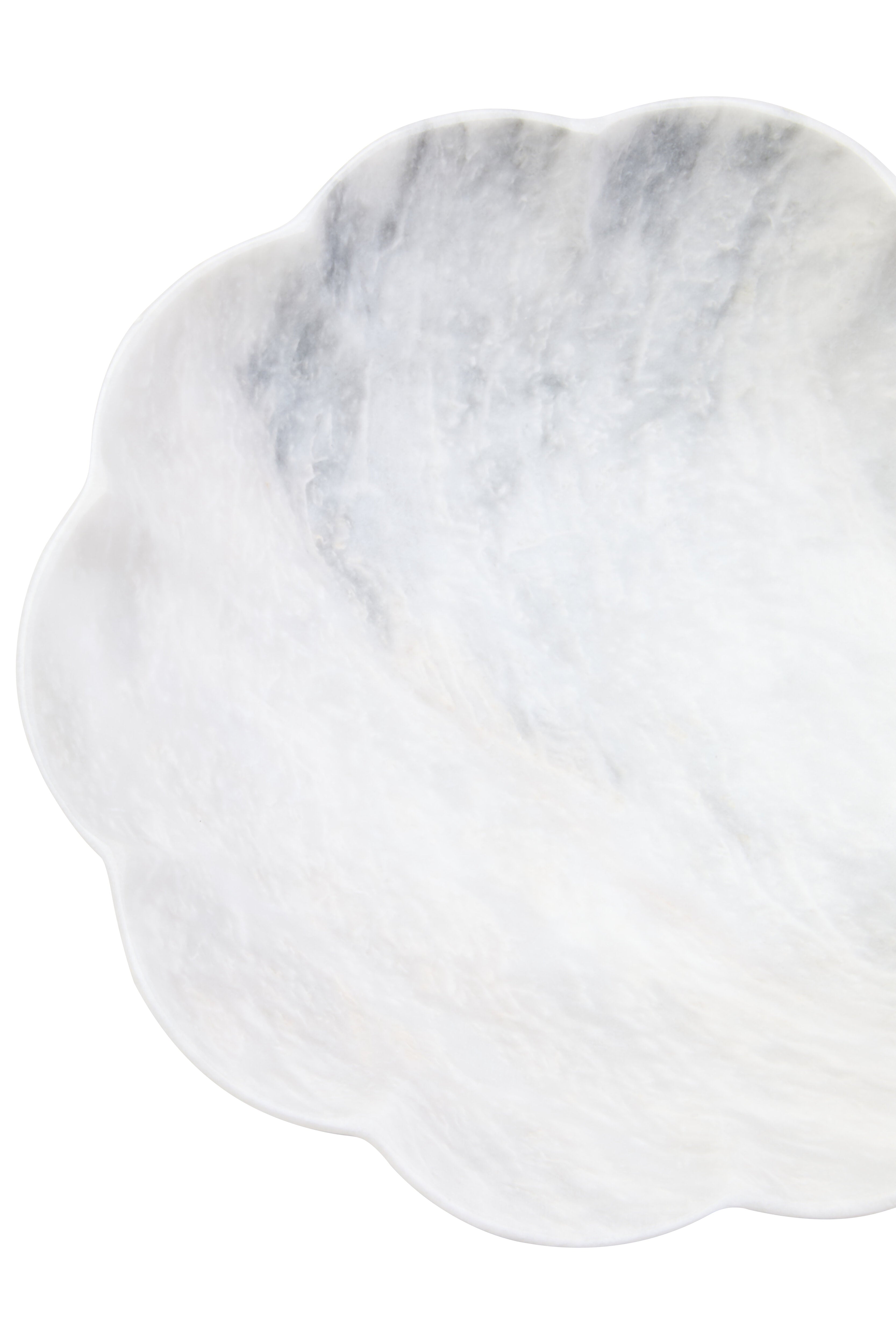 Visso White Marble Scalloped Bowl | Large