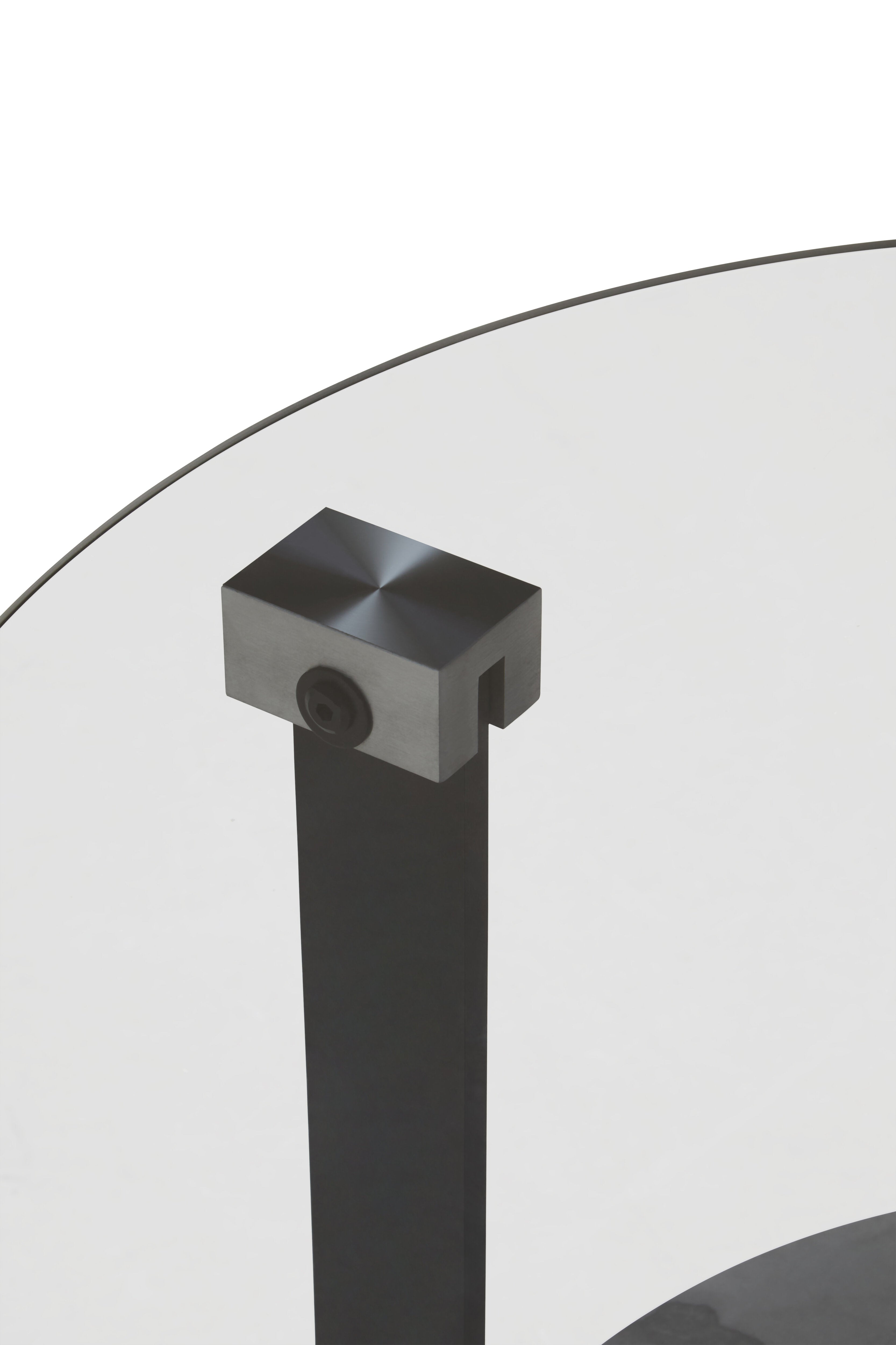 Tavole Round Grey Glass & Ceramic Small Coffee Table