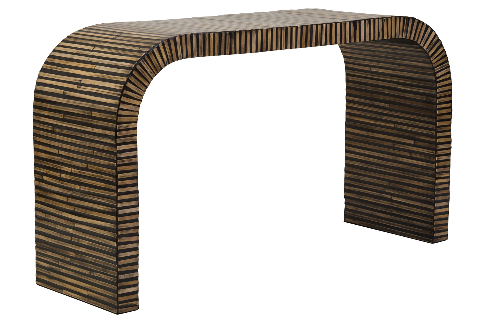 Antibes Bamboo Inlay Curved Console Table