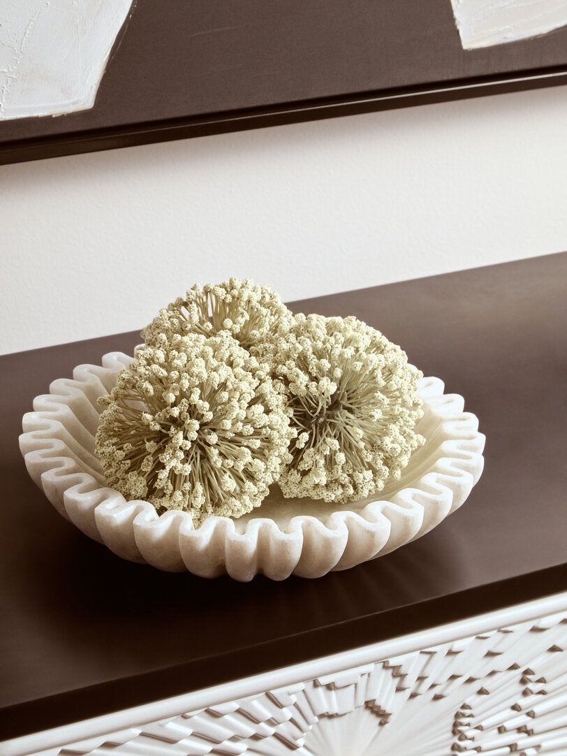 Athena Small White Fluted Marble Bowl