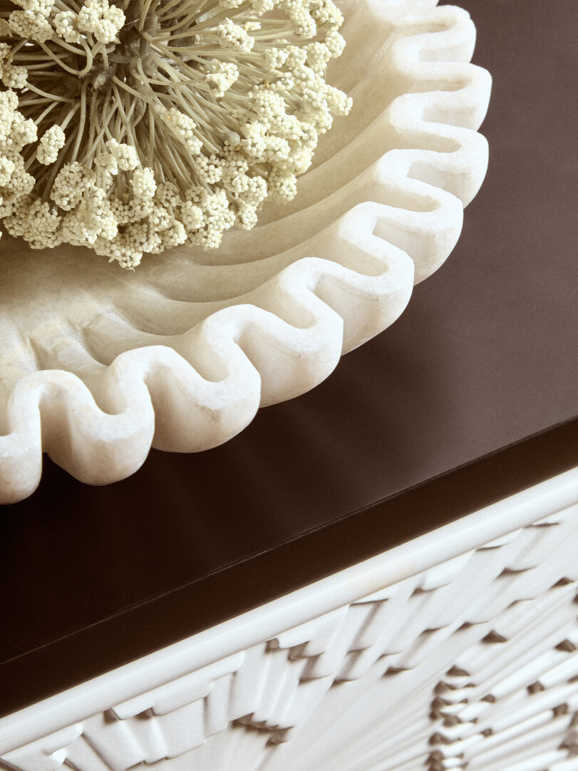 Athena Small White Fluted Marble Bowl