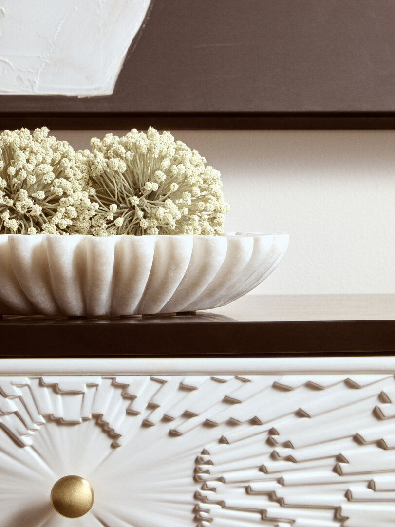 Athena Small White Fluted Marble Bowl