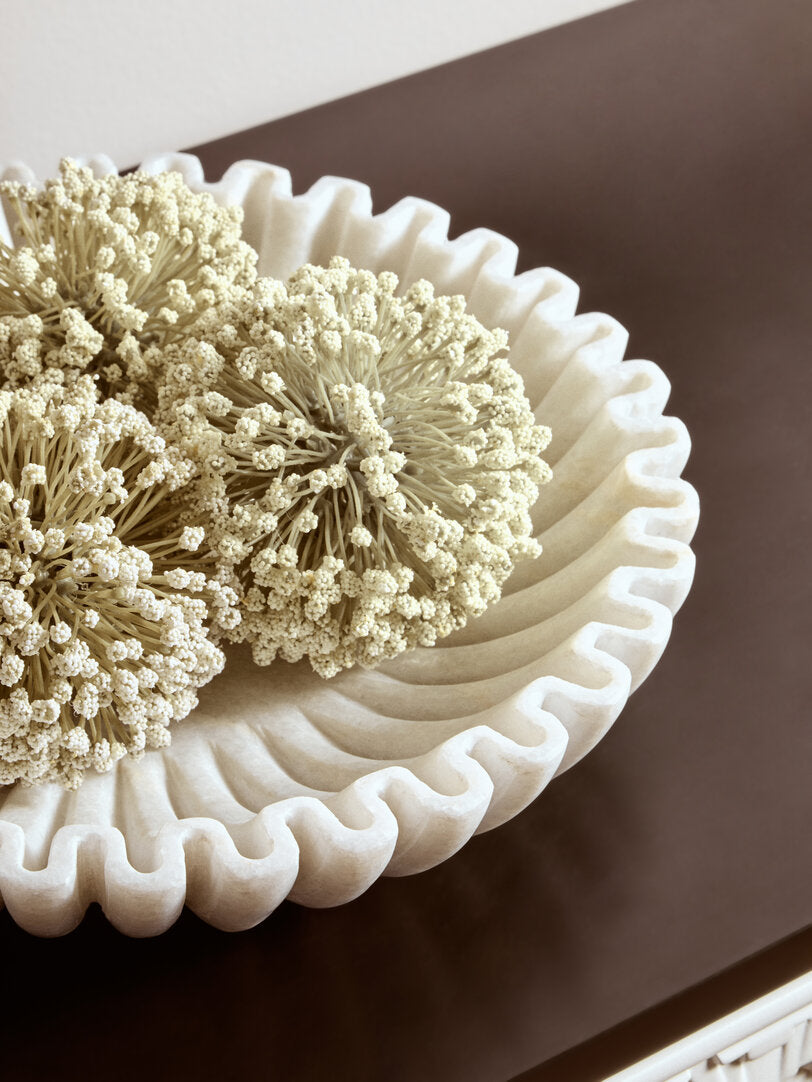 Athena Large White Fluted Marble Bowl