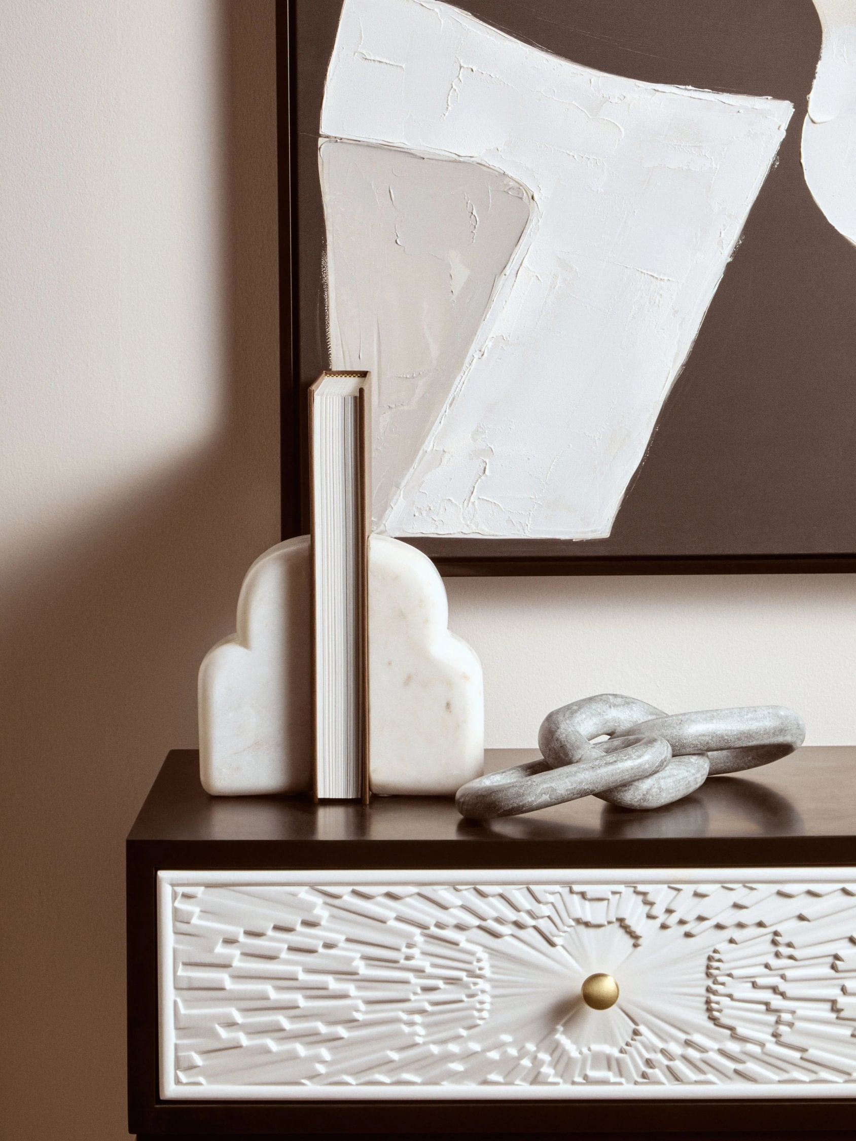 Set of 2 Florence White Marble Bookends