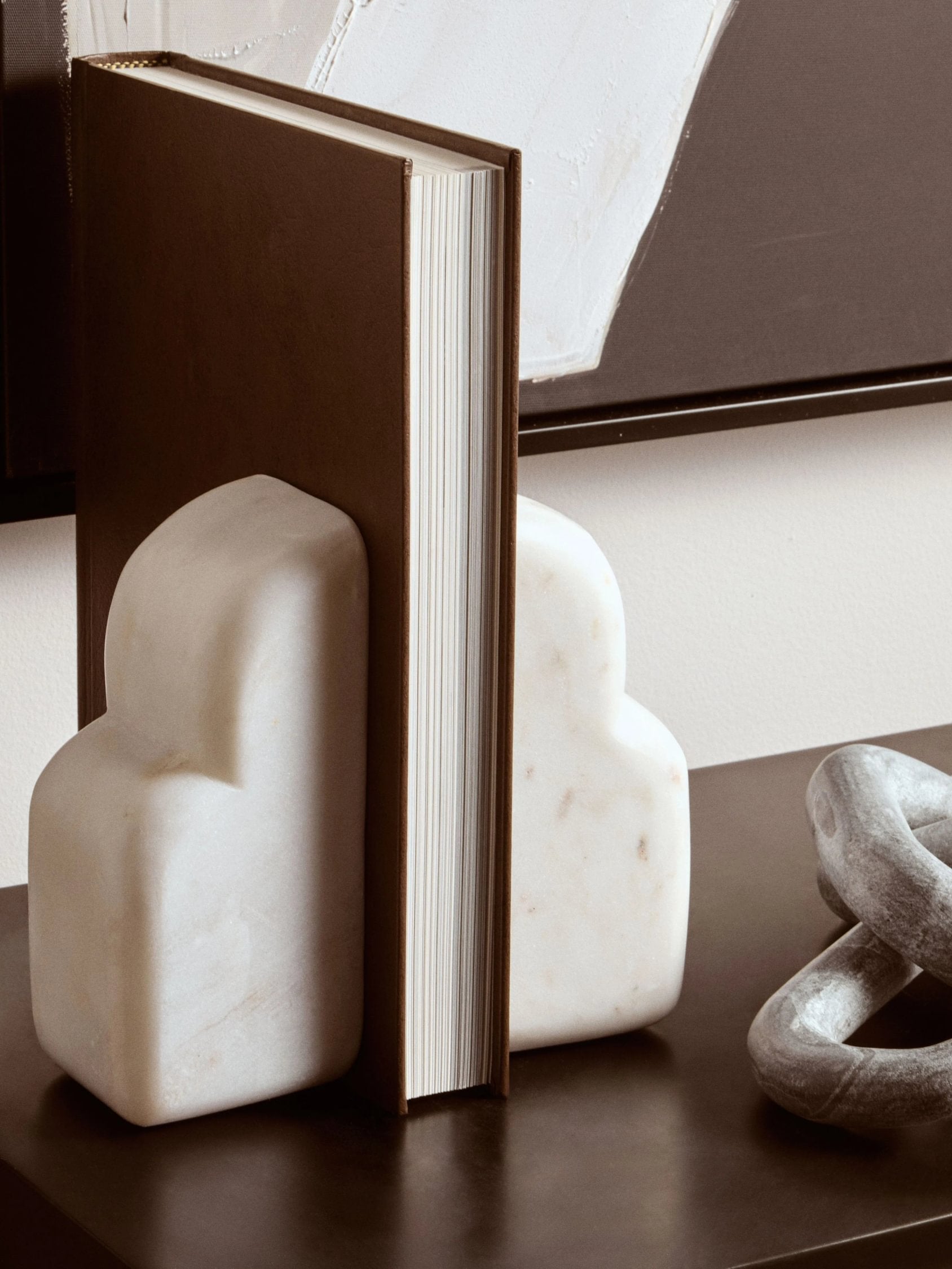 Set of 2 Florence White Marble Bookends