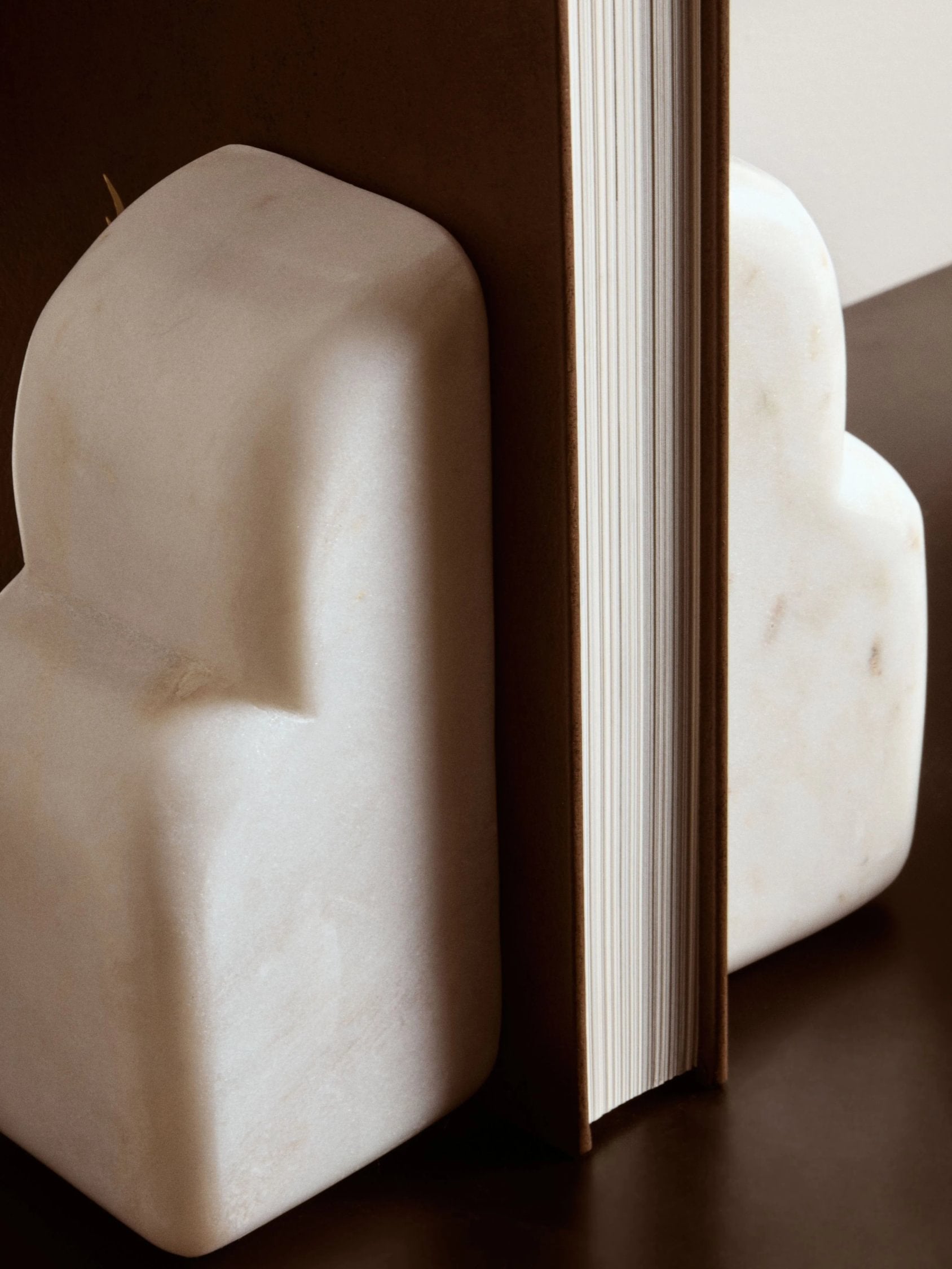 Set of 2 Florence White Marble Bookends